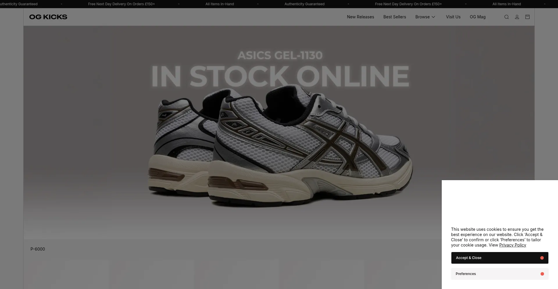 Website screenshot of Ogkicks.uk