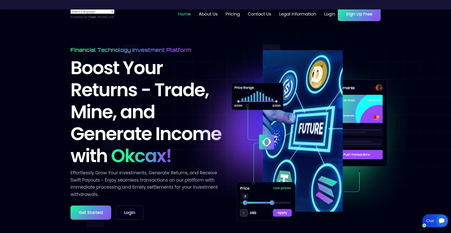 Website screenshot of Okcax.com
