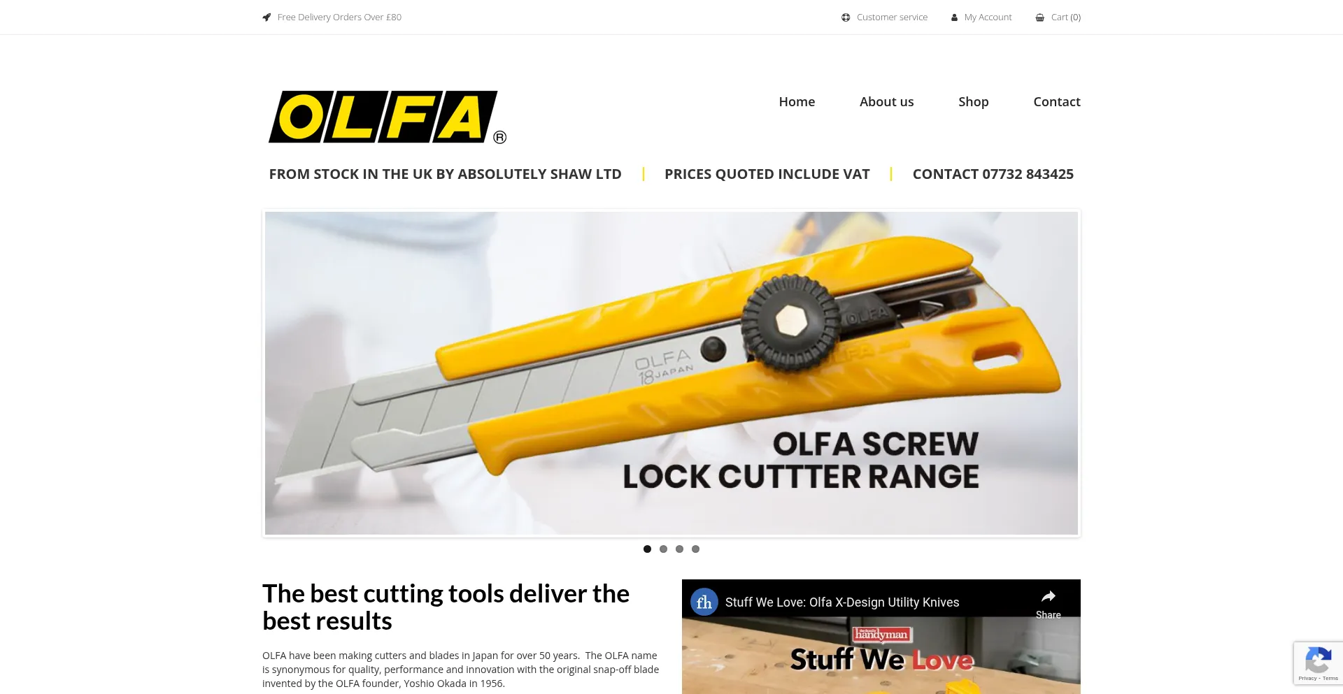 Website screenshot of Olfa.co.uk
