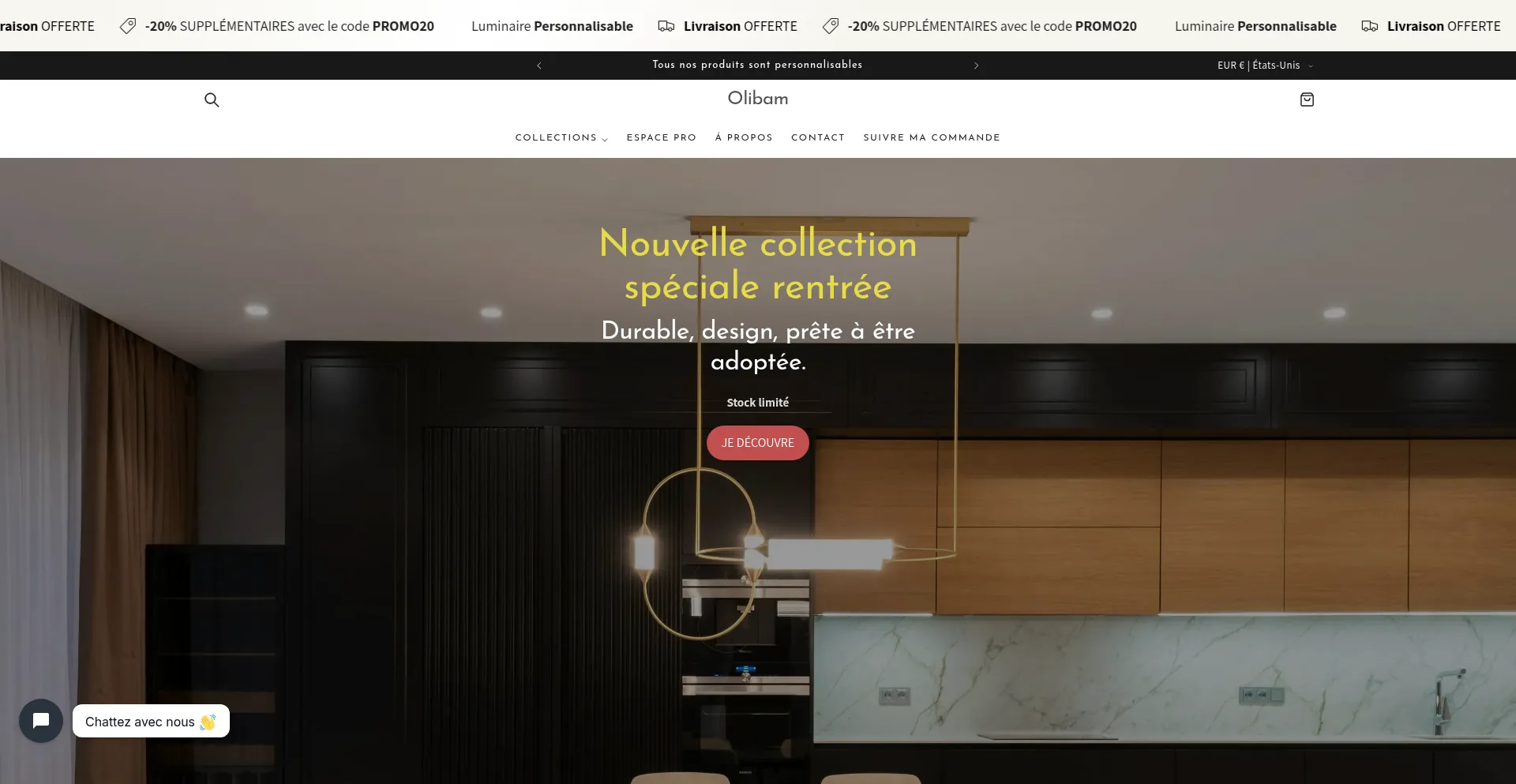 Website screenshot of Olibam.com