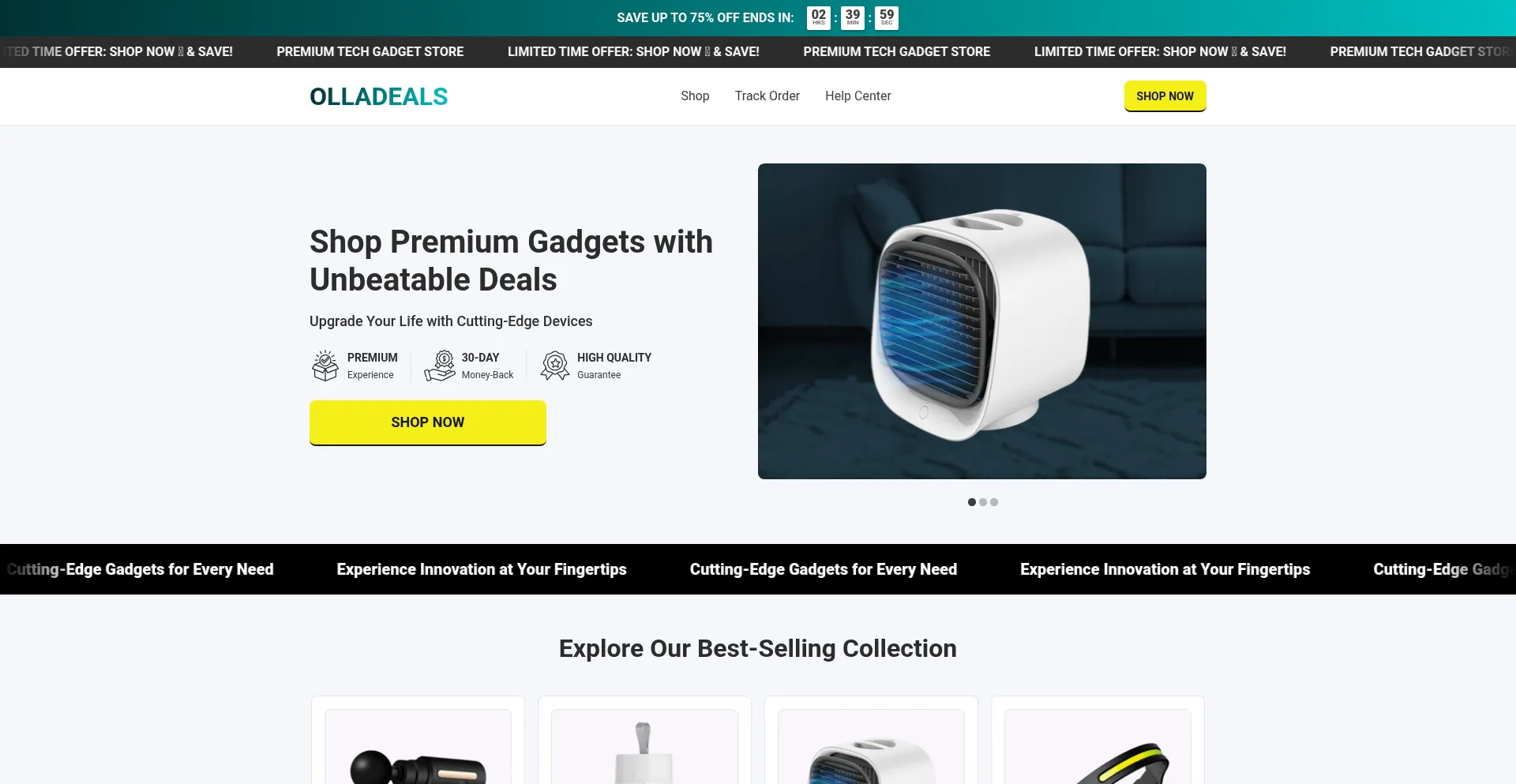 Website screenshot of Olladeals.com