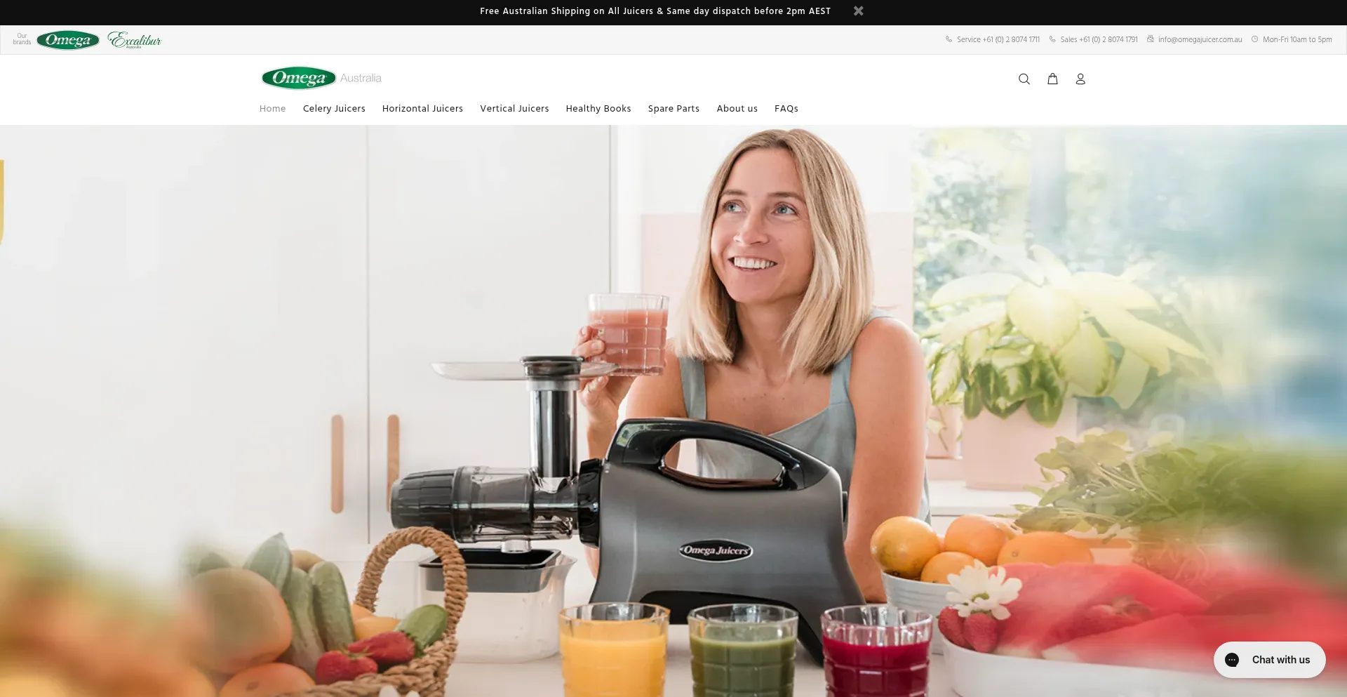 Website screenshot of Omegajuicer.com.au