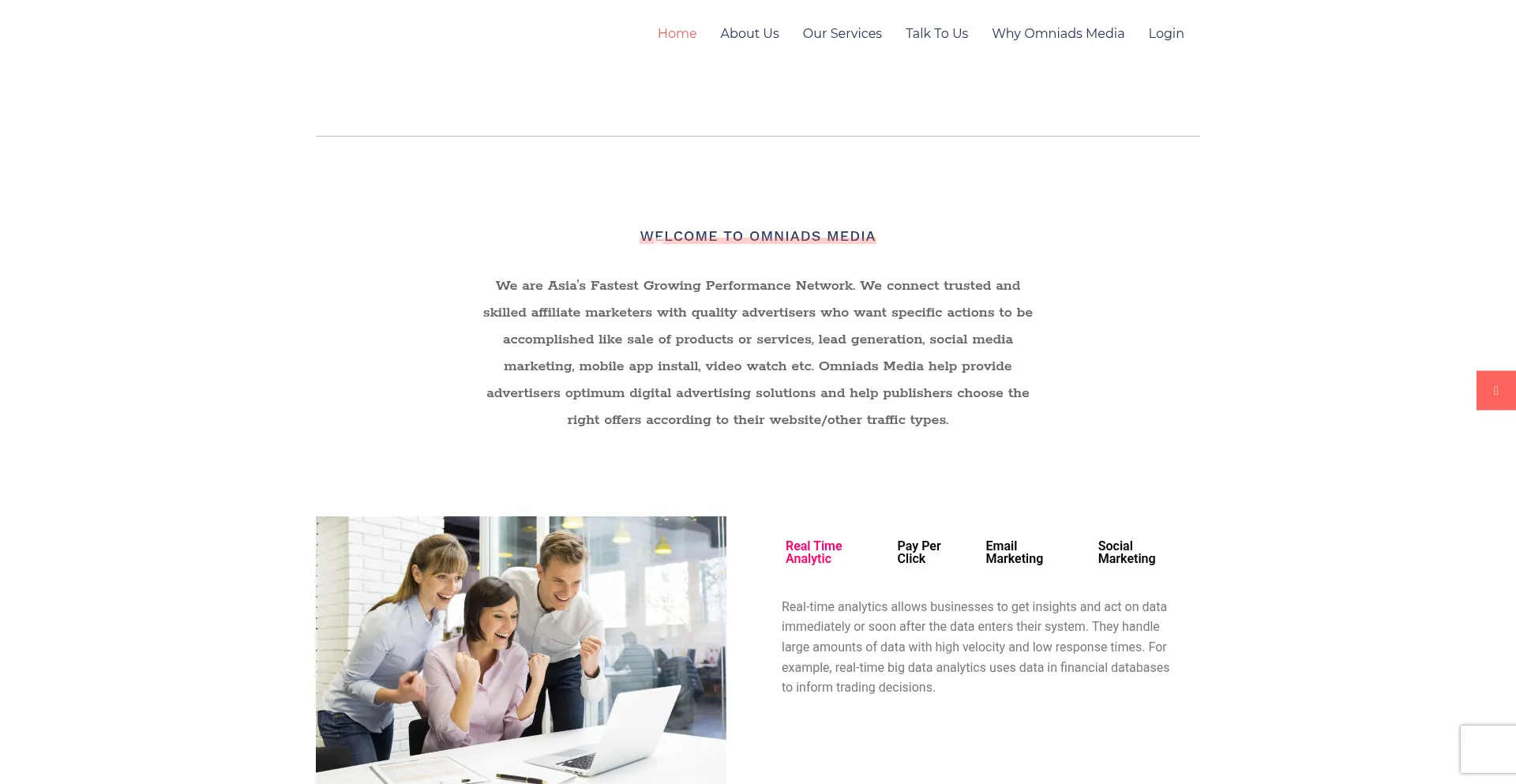 Website screenshot of Omniadsmedia.com