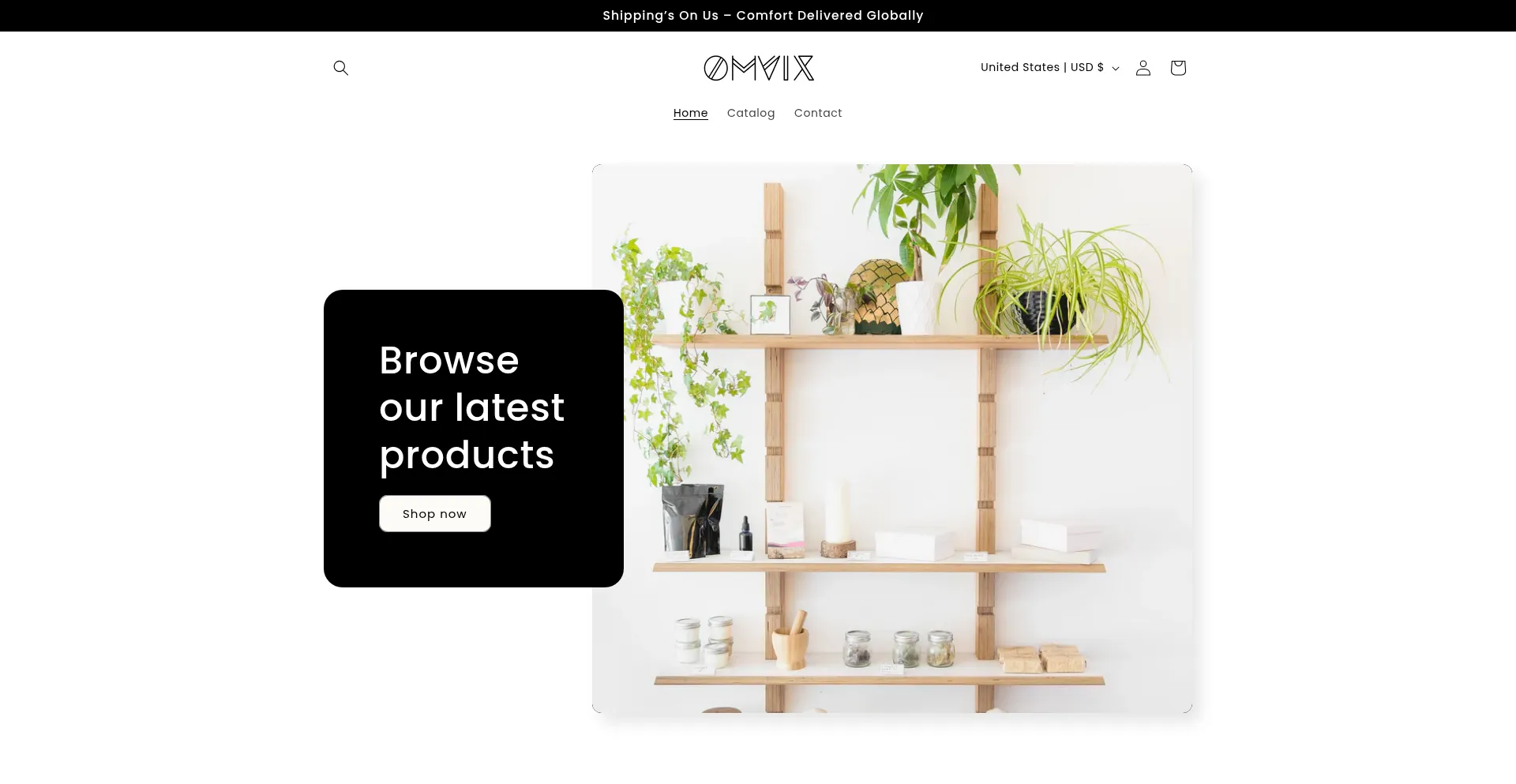 Website screenshot of Omvix.store