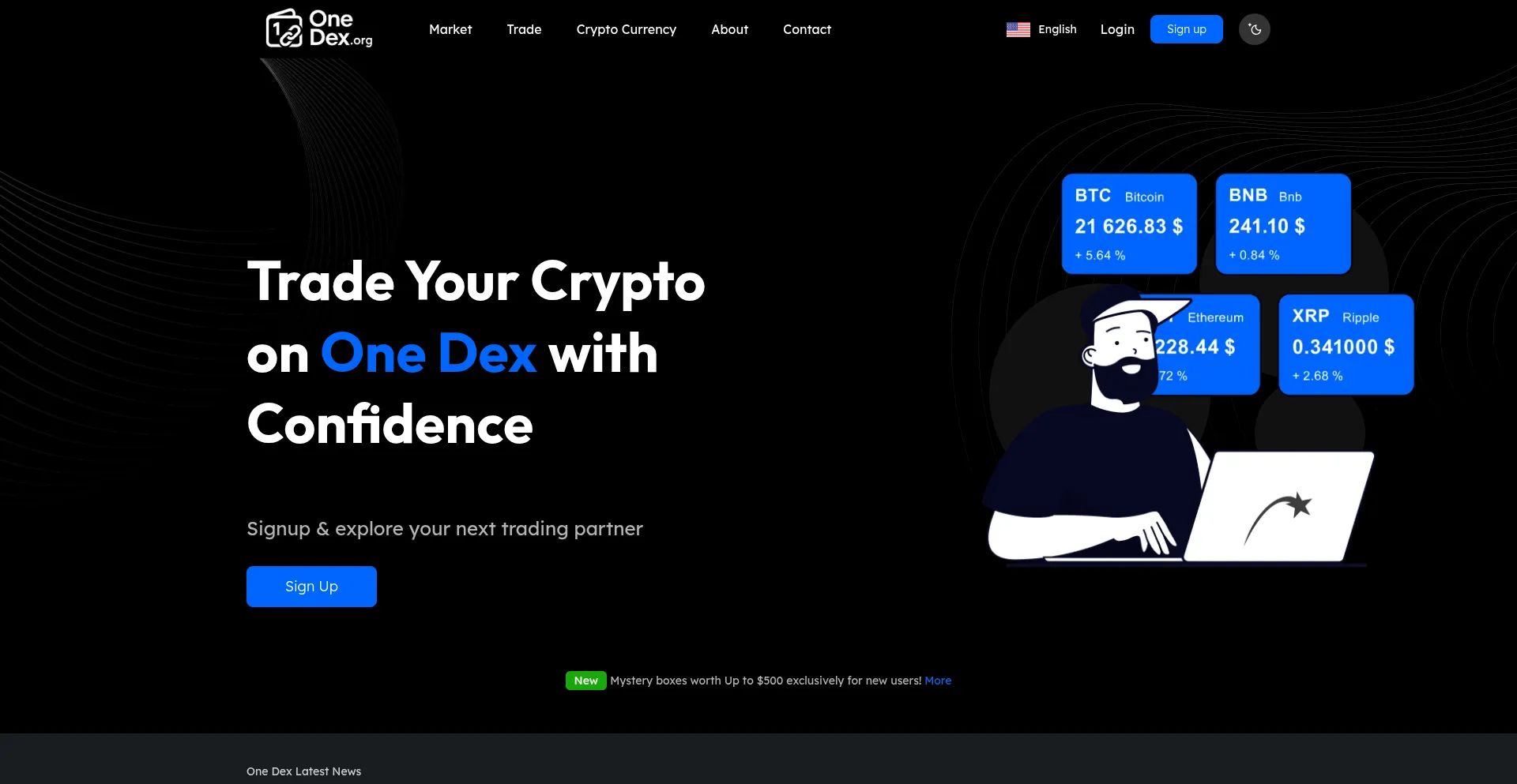 Website screenshot of Onedex.org