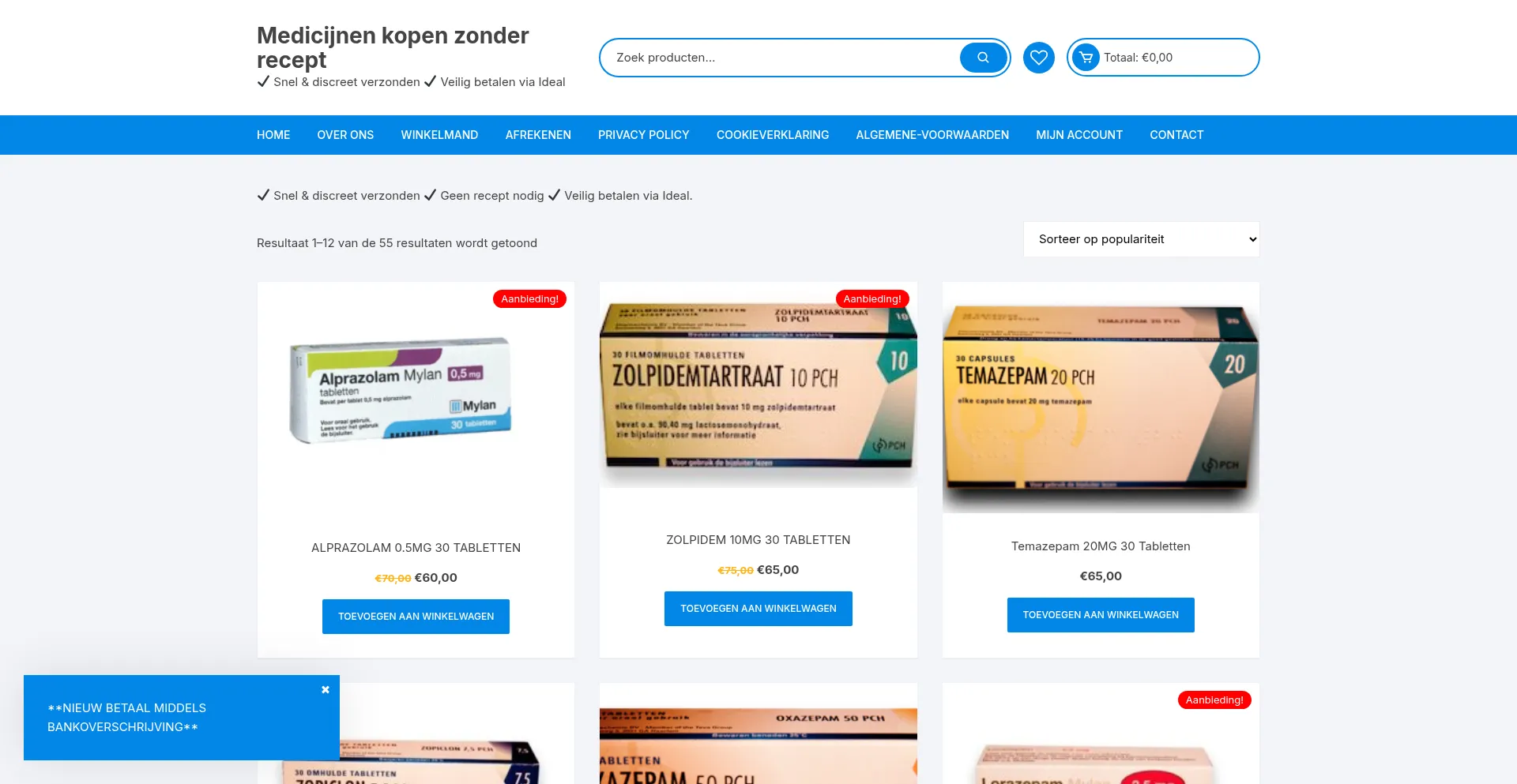 Website screenshot of Online-medicijnen-apotheek.com