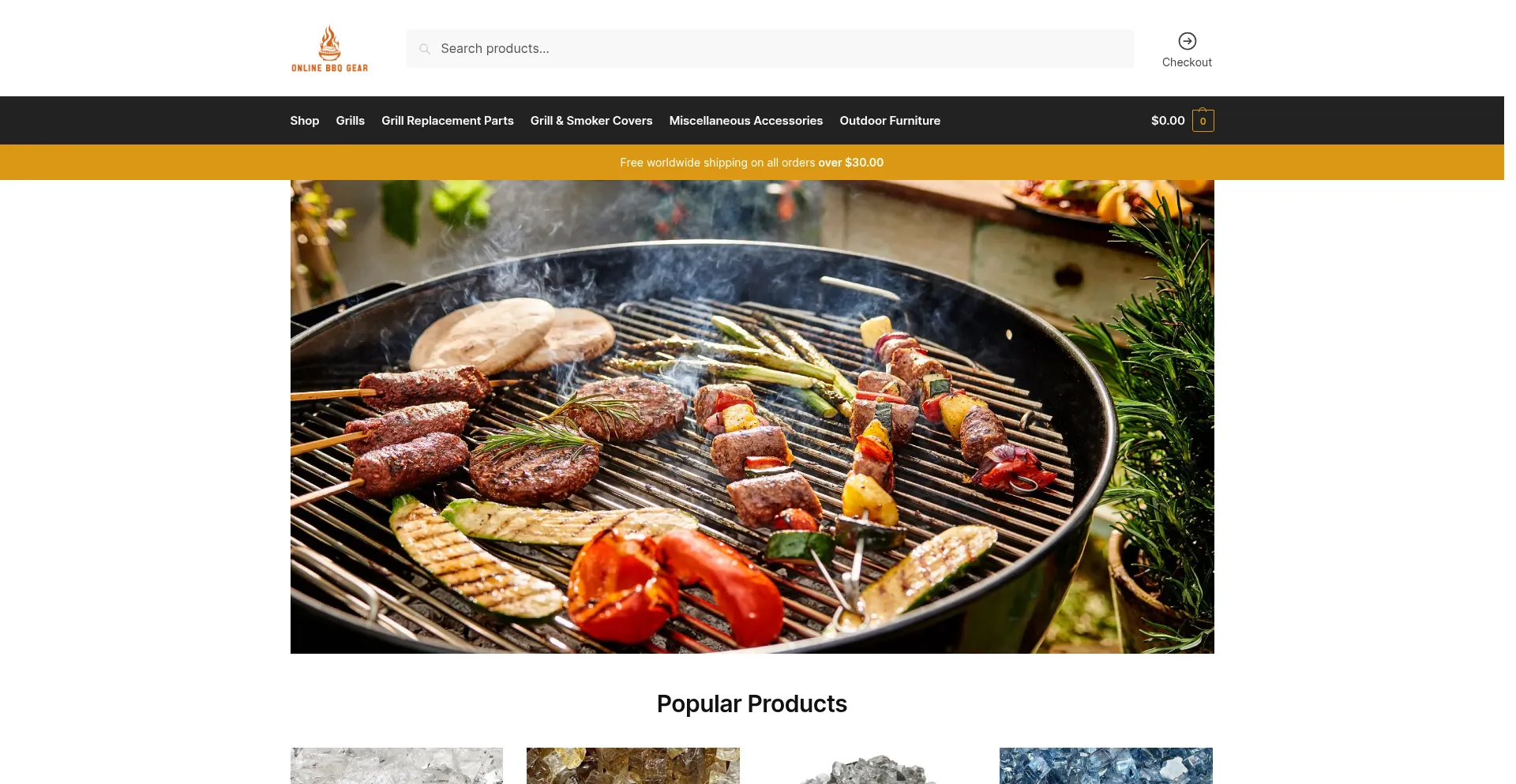 Website screenshot of Onlinebbqgear.com