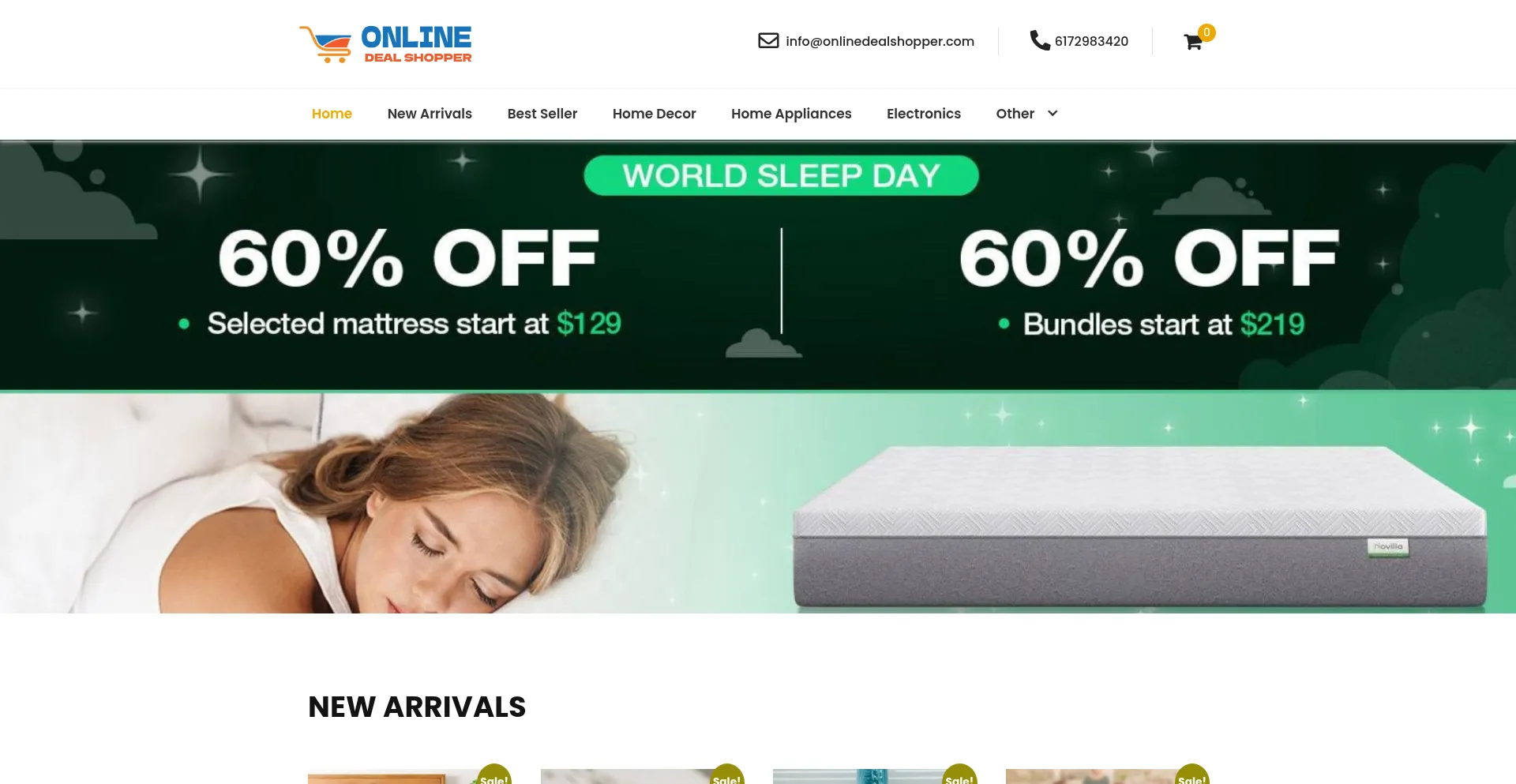 Website screenshot of Onlinedealshopper.com
