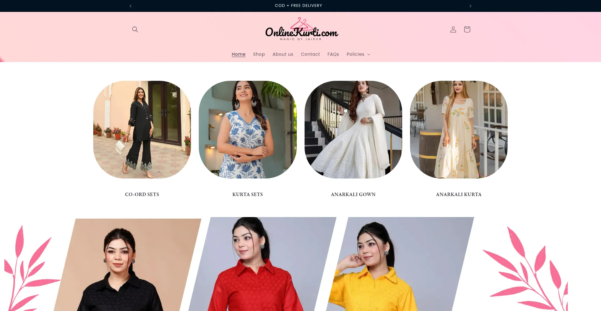 Website screenshot of Onlinekurti.com