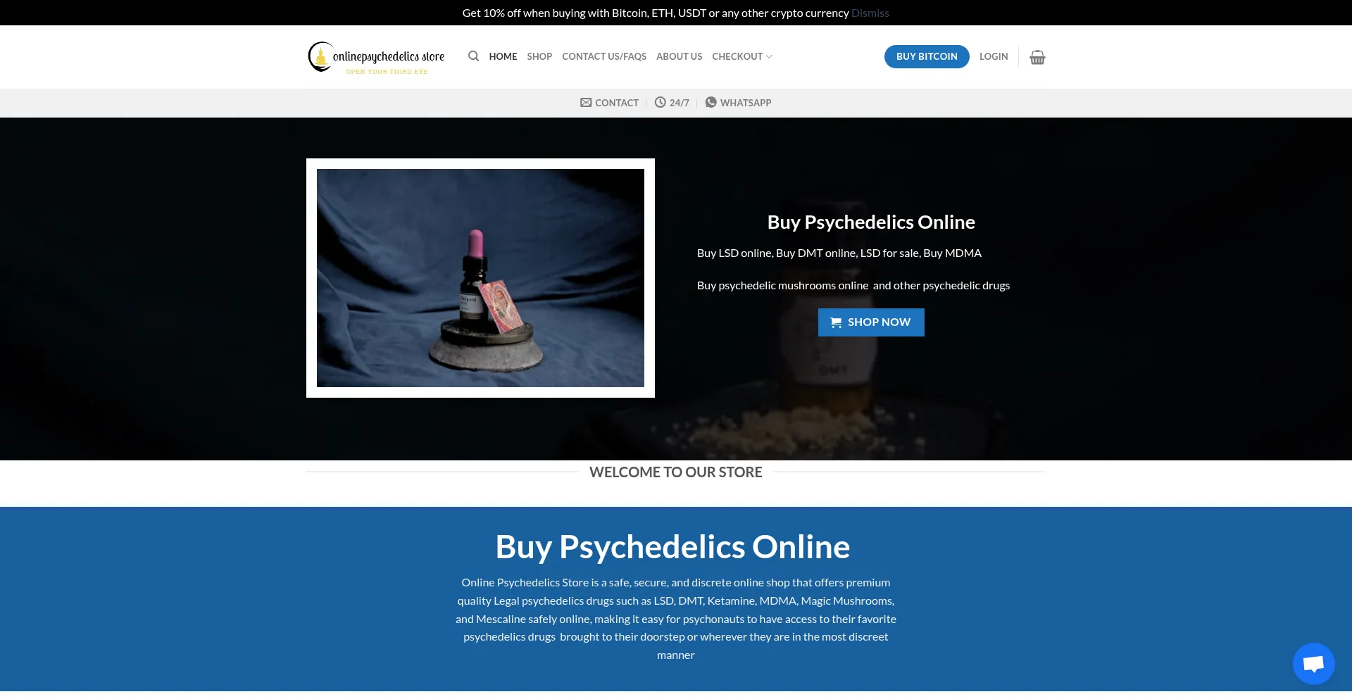 Website screenshot of Onlinepsychedelicsstore.com
