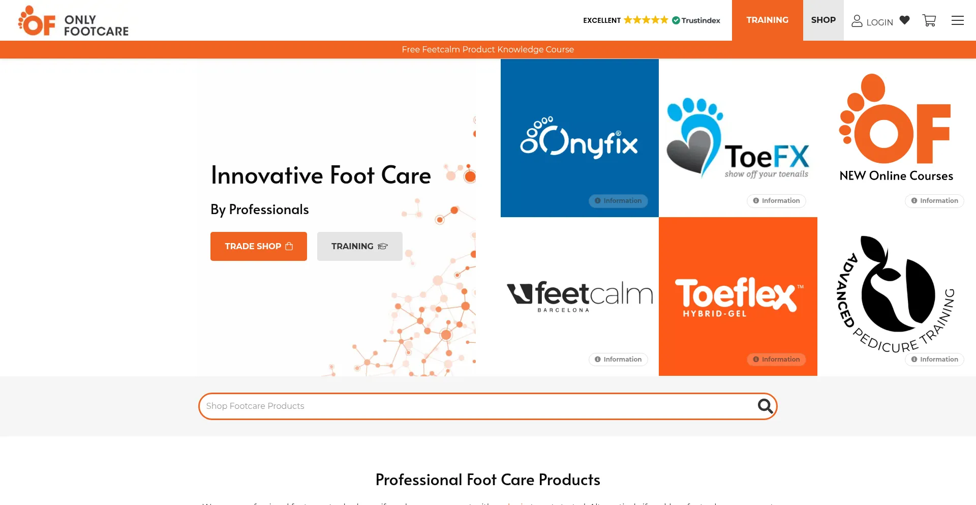 Website screenshot of Onlyfootcare.com