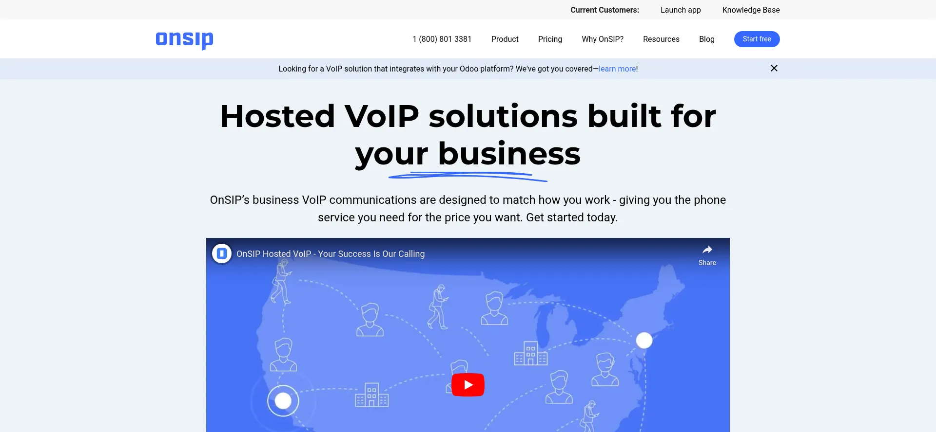 Website screenshot of Onsip.com