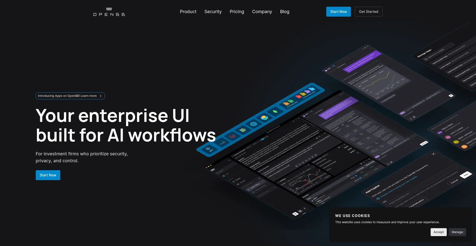Website screenshot of Openbb.co