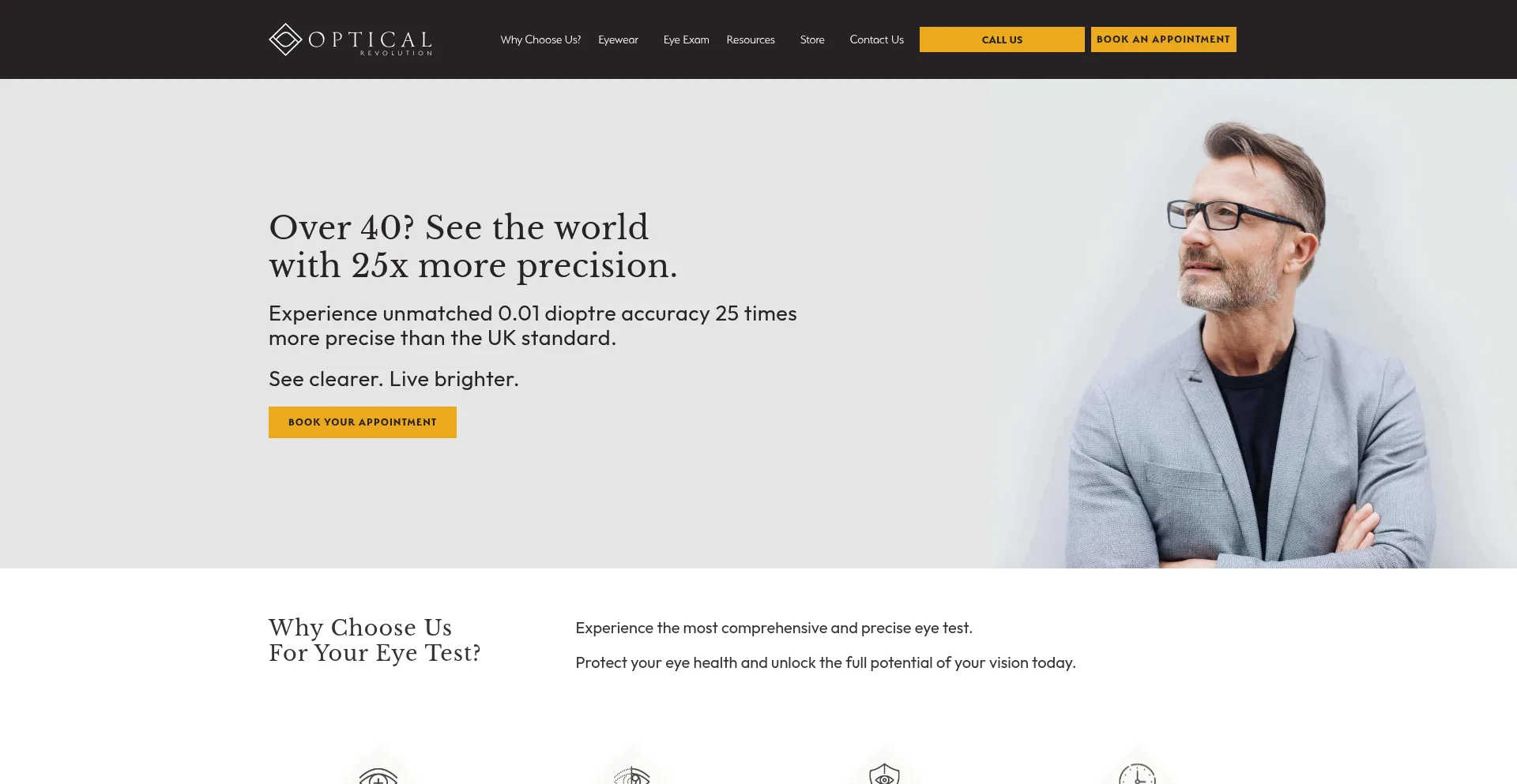 Website screenshot of Opticalrevolution.co.uk