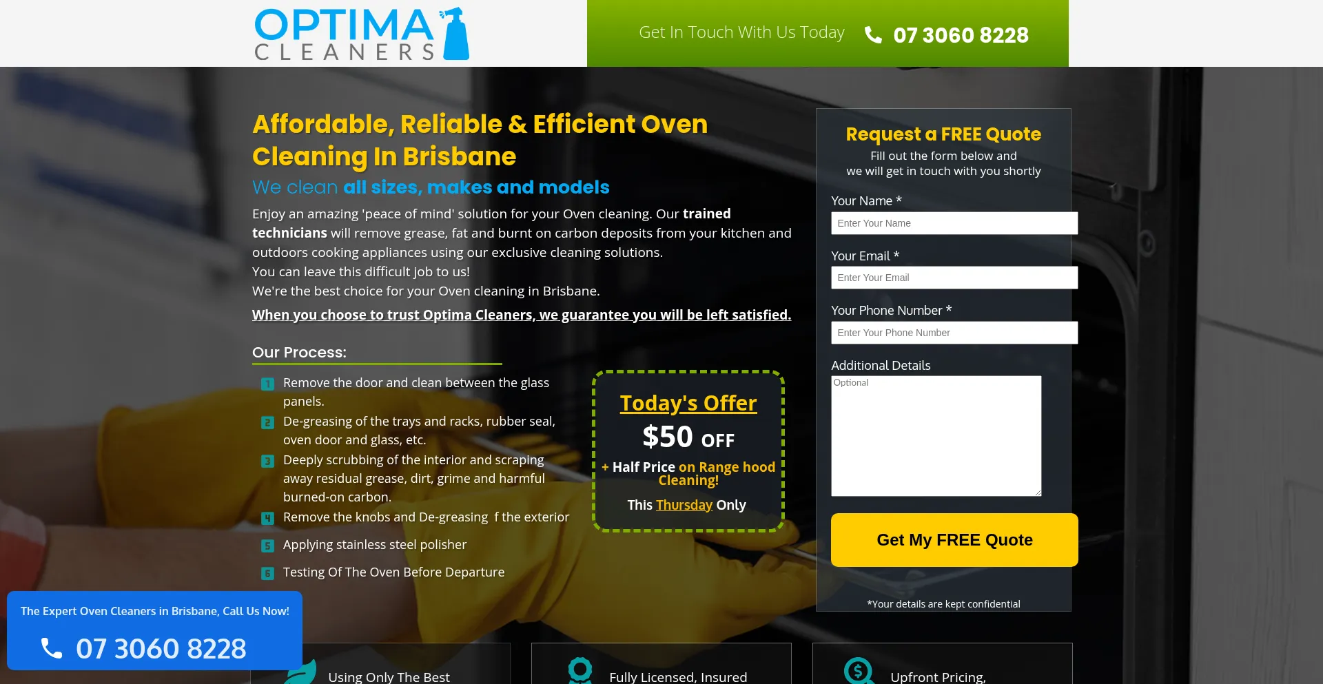 Website screenshot of Optimacleaning.com.au