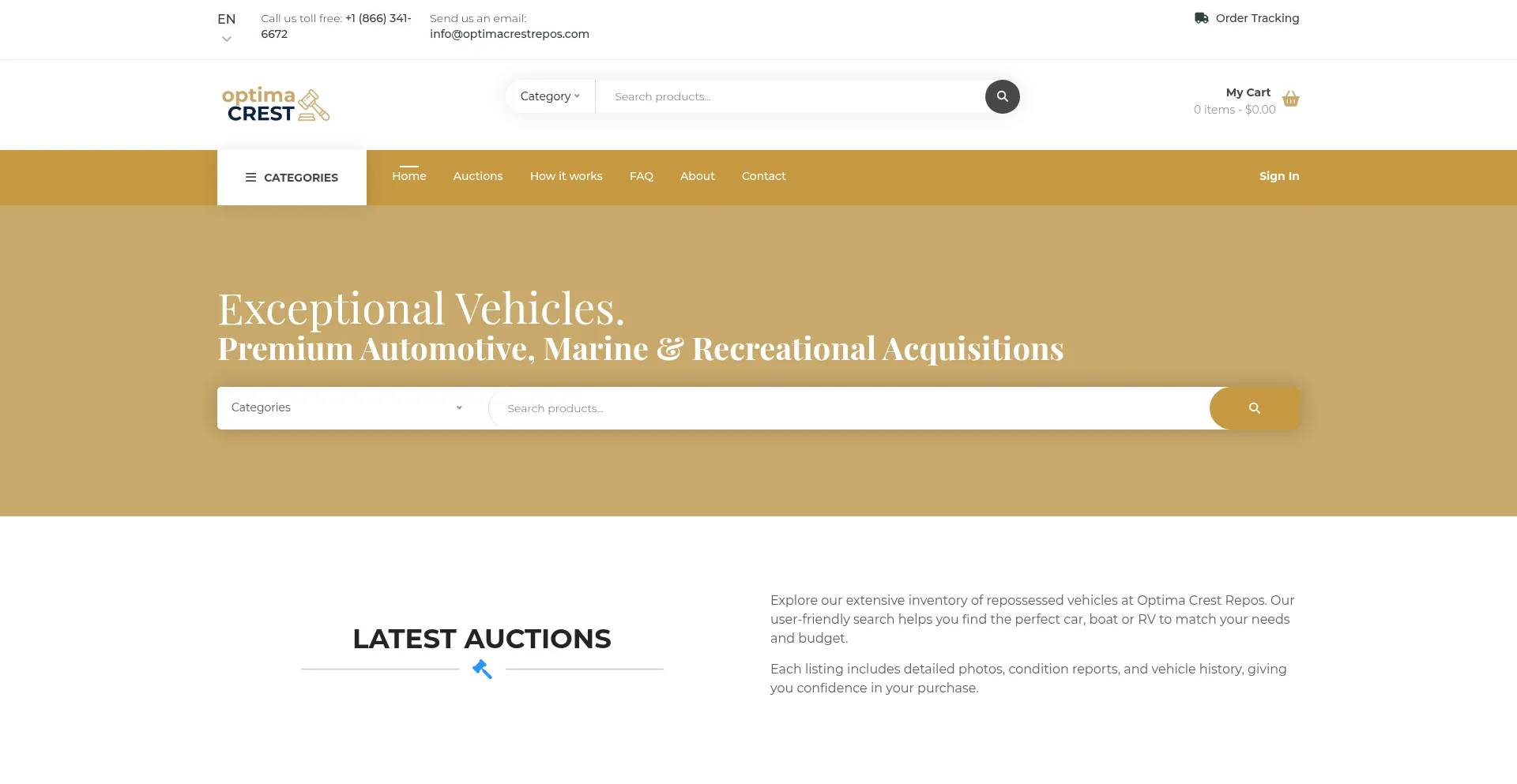 Website screenshot of Optimacrestrepos.com