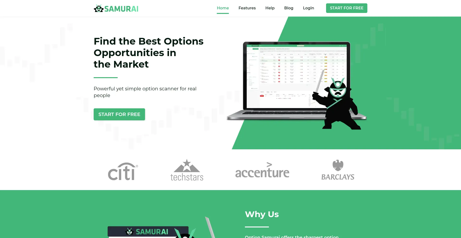 Website screenshot of Optionsamurai.com