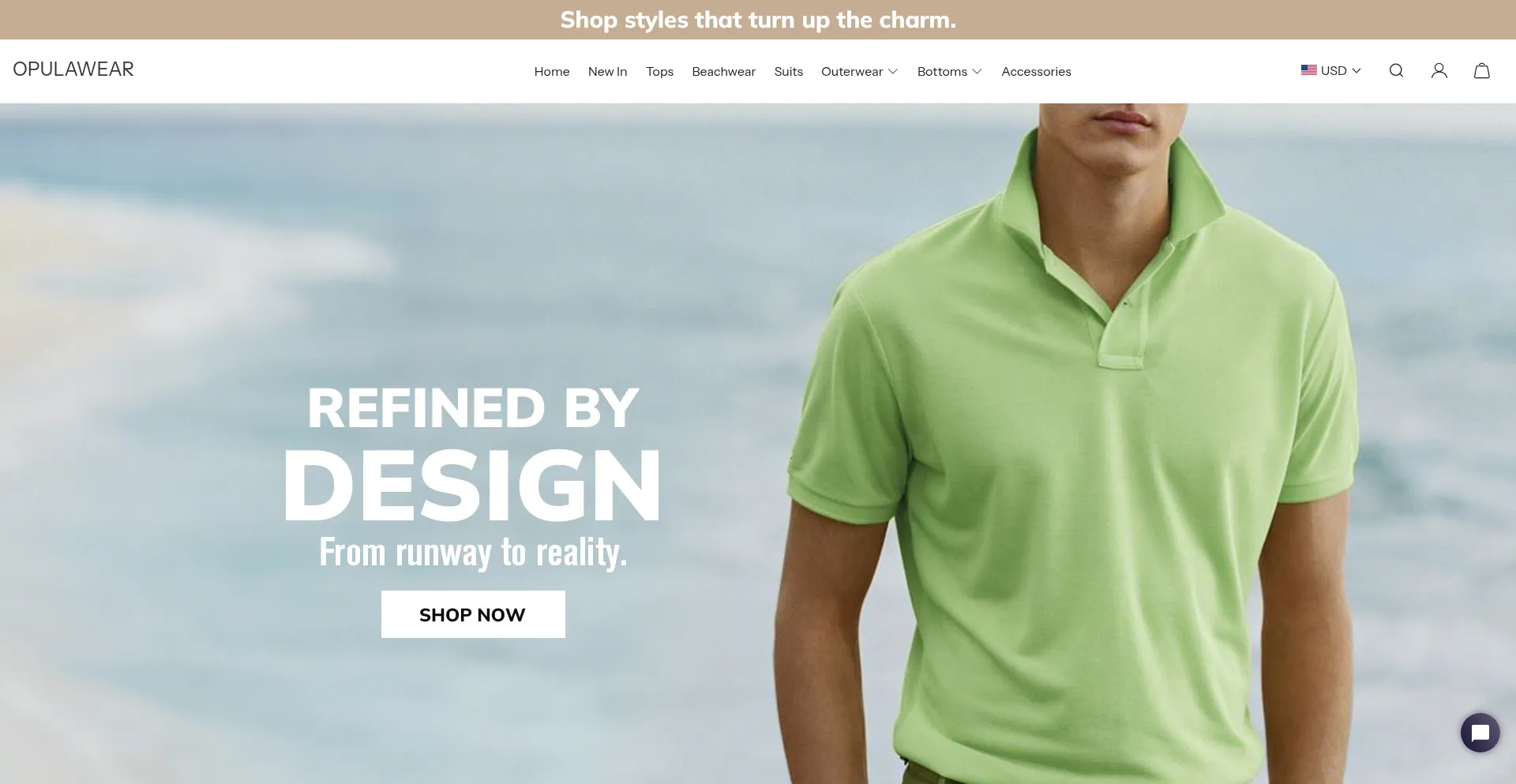 Website screenshot of Opulawear.com