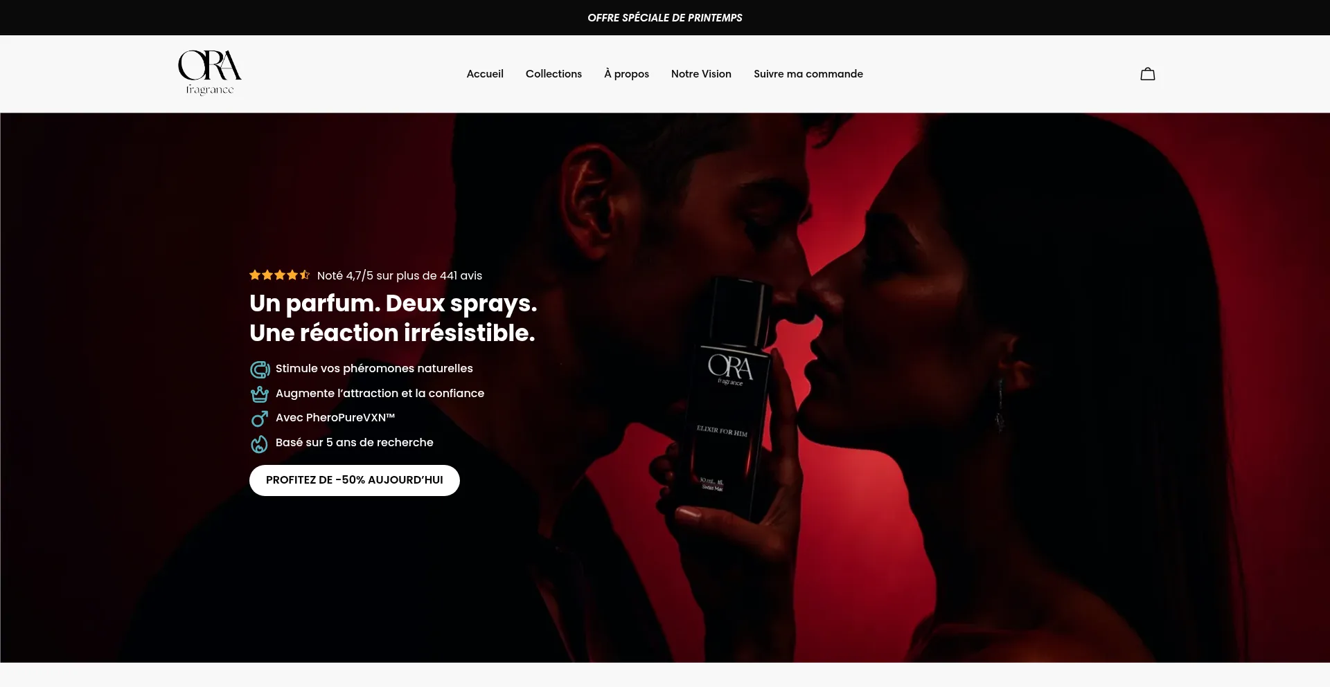 Website screenshot of Ora-fragrance.ch