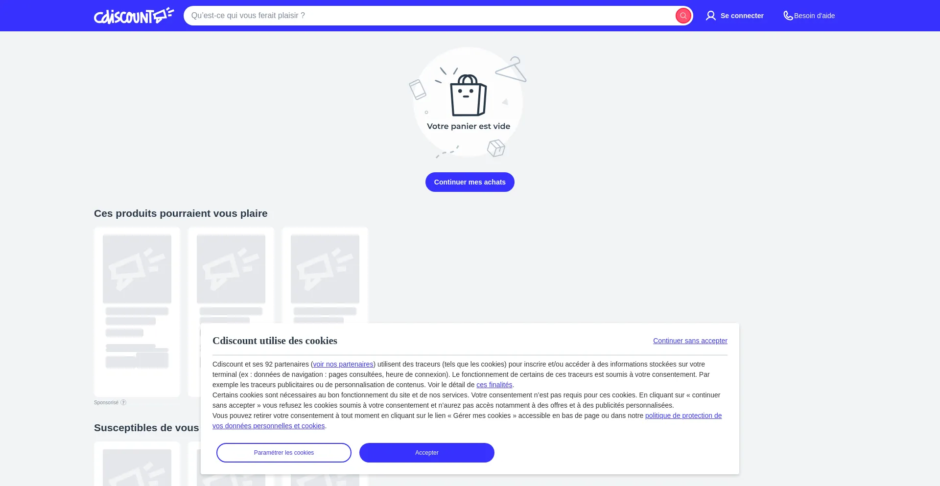 Website screenshot of Order.cdiscount.com
