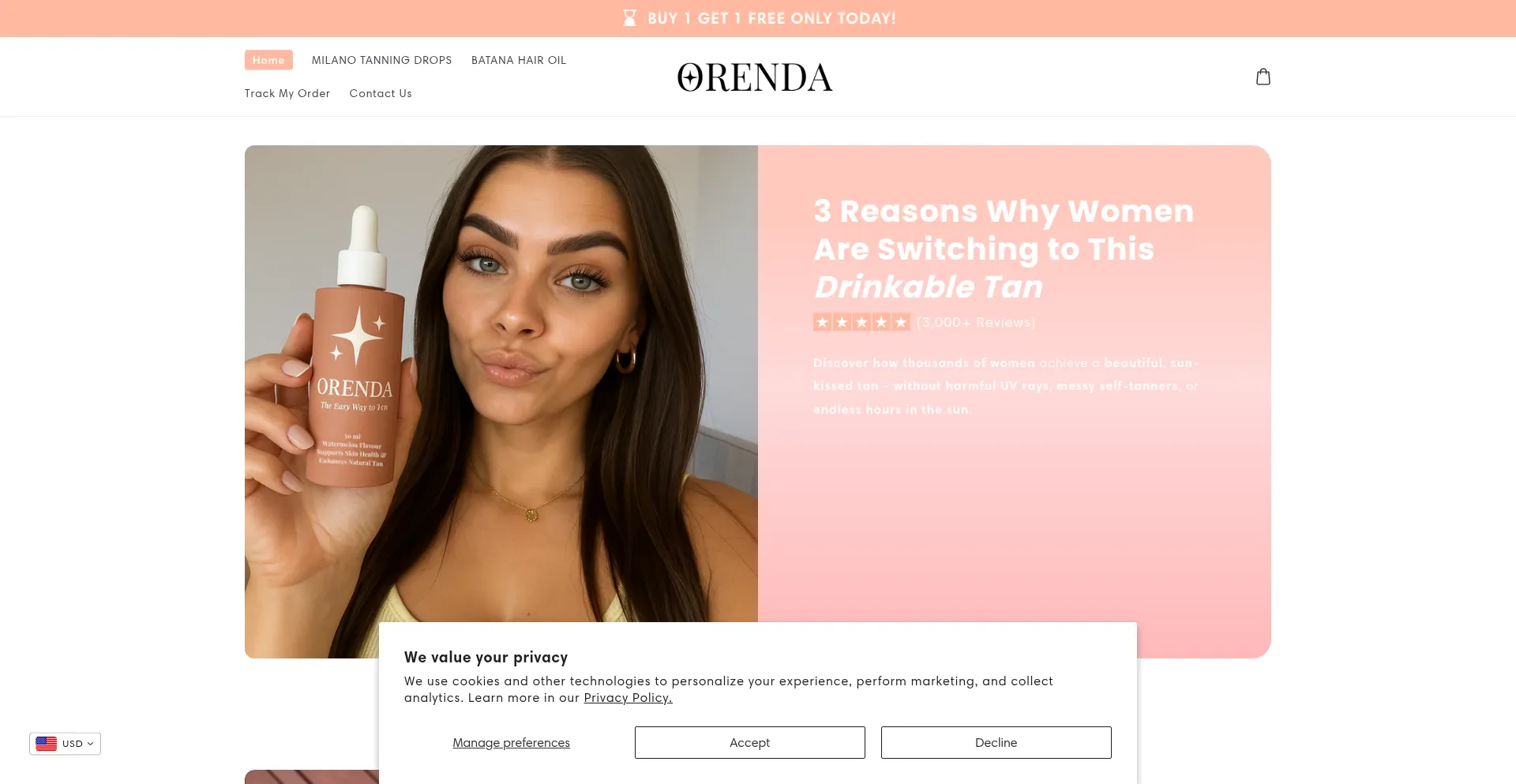 Website screenshot of Orenda-store.com