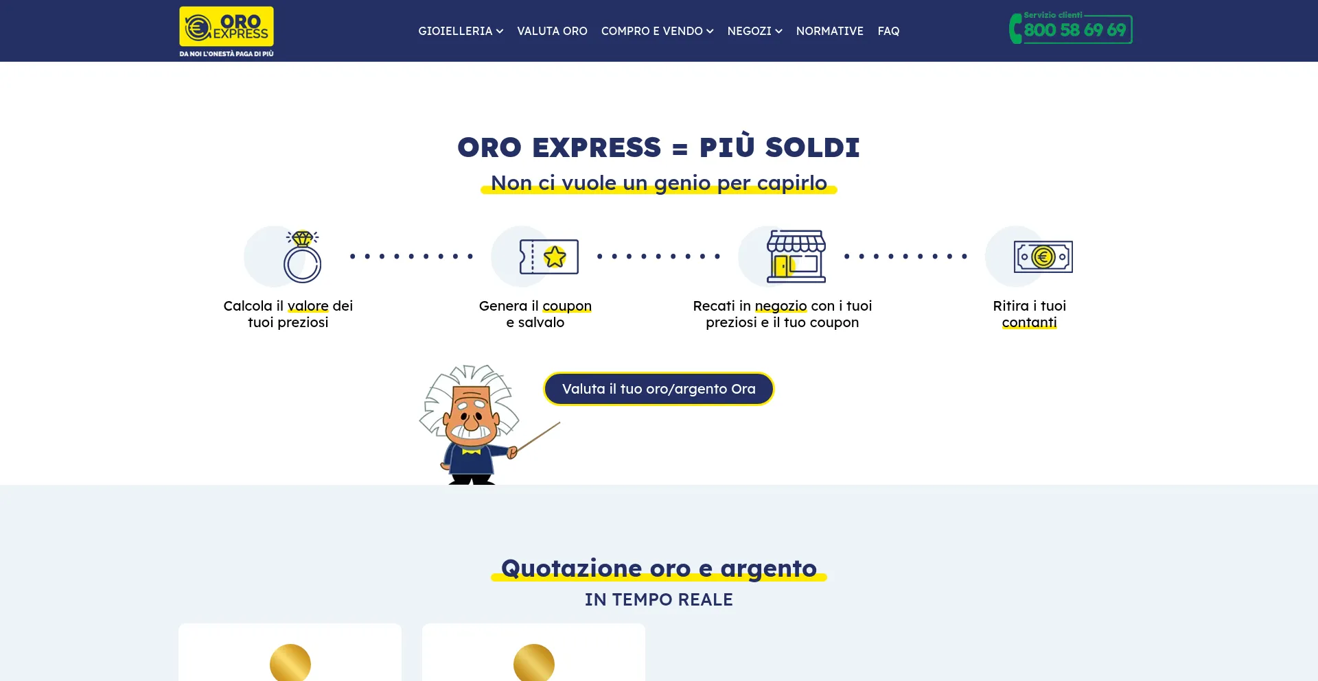 Website screenshot of Oro-express.it