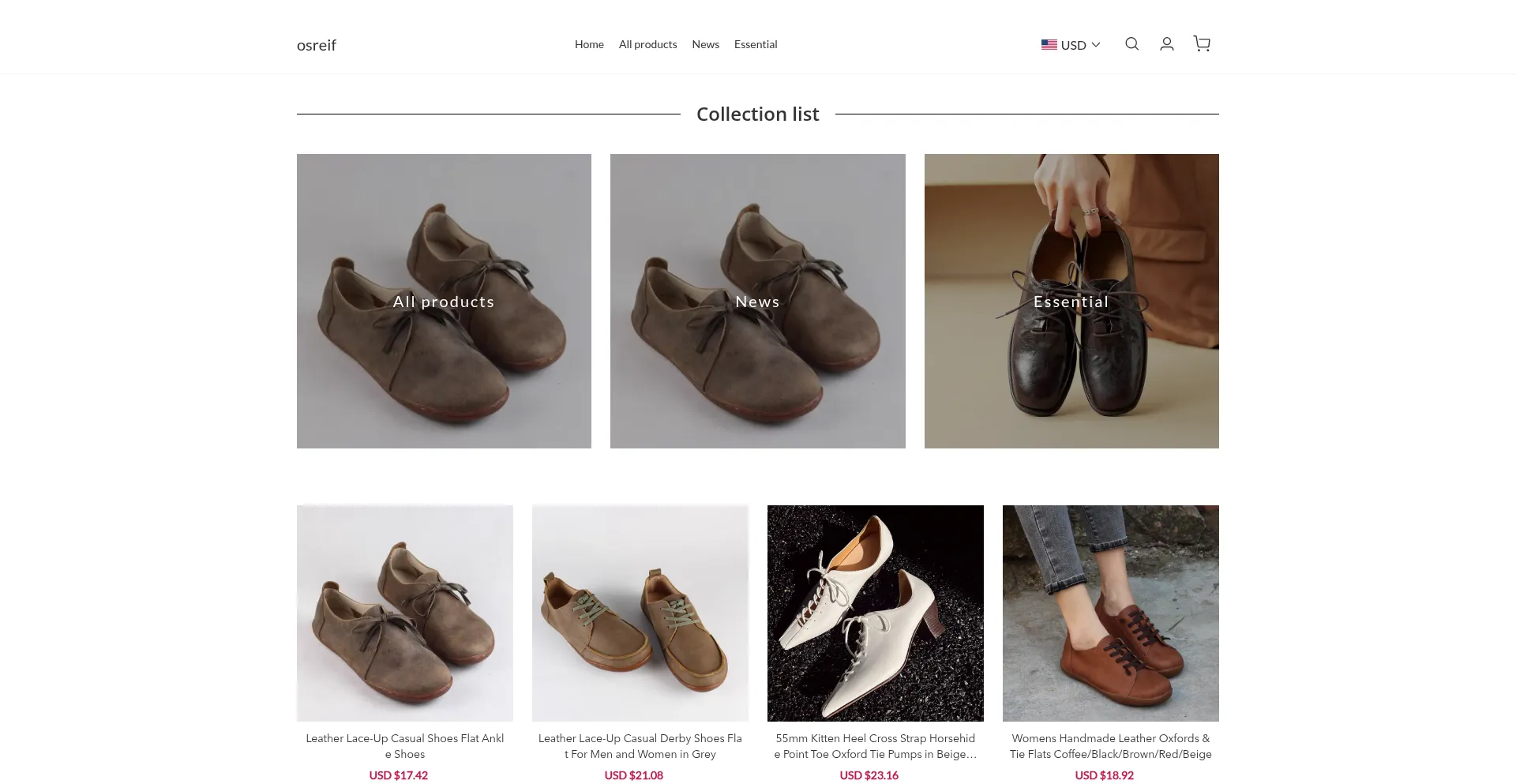 Website screenshot of Osreif.com