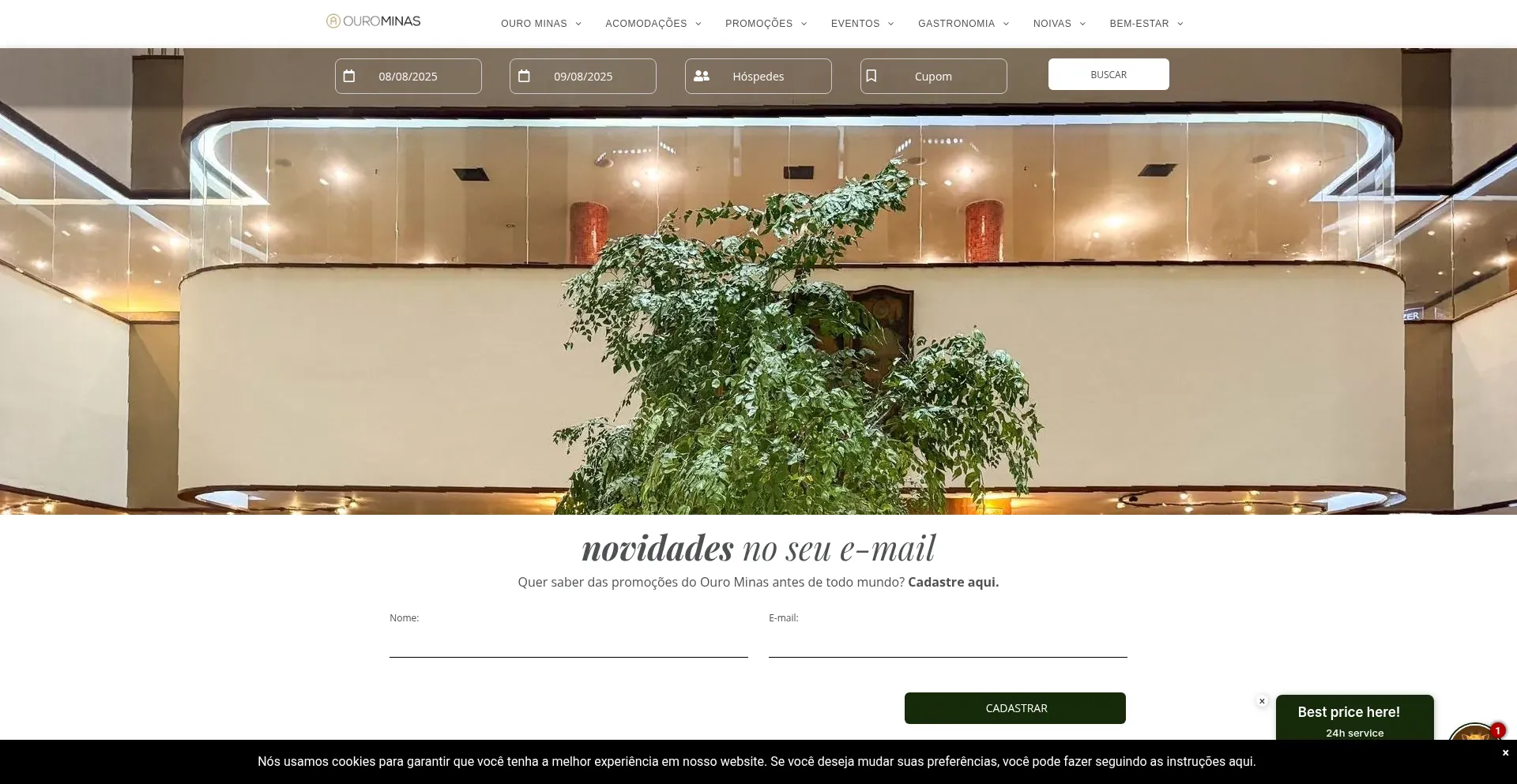 Website screenshot of Ourominas.com.br