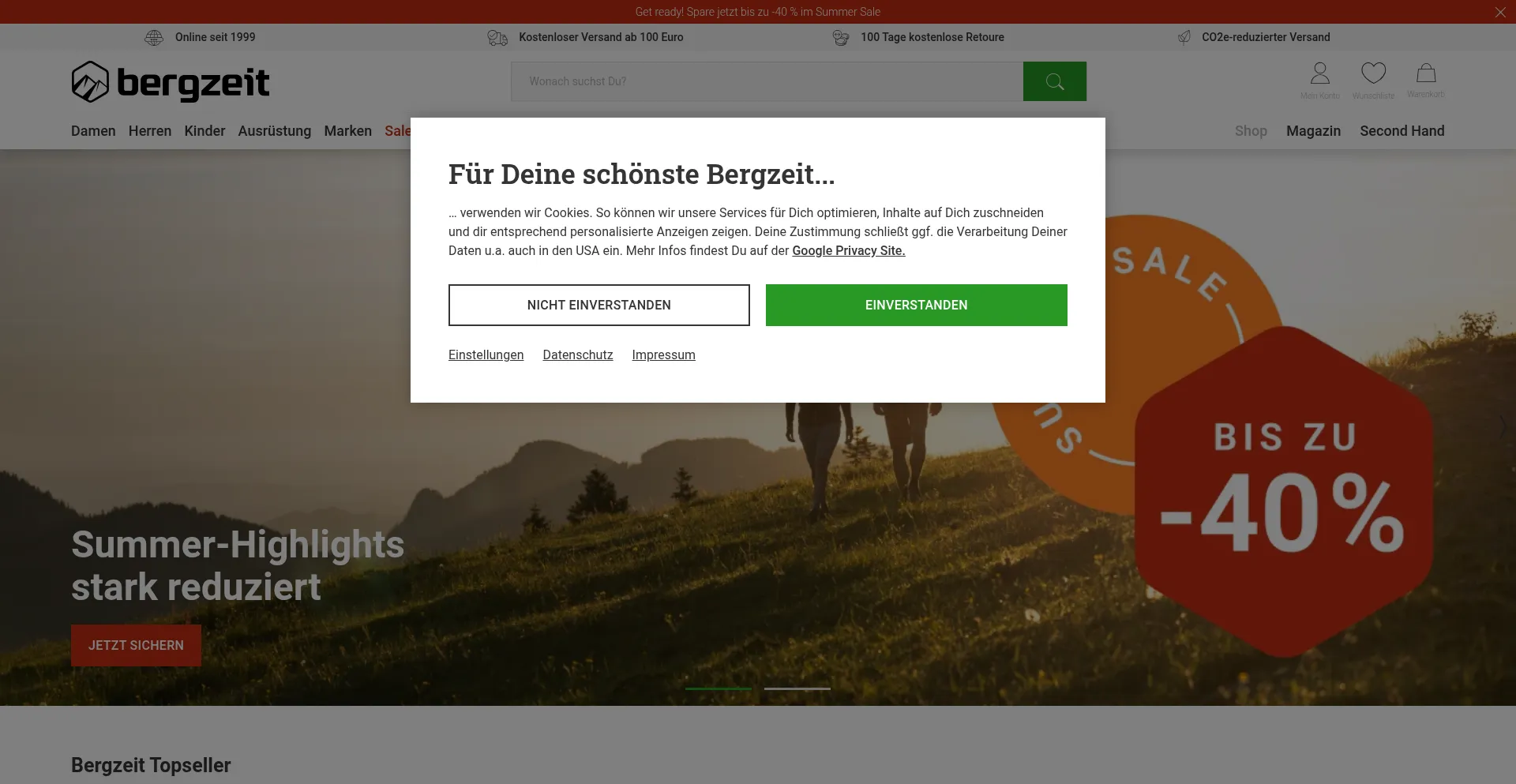 Website screenshot of Outdoor-broker.de