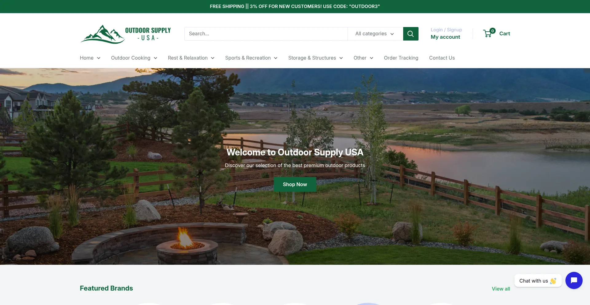 Website screenshot of Outdoorsupplyusa.com