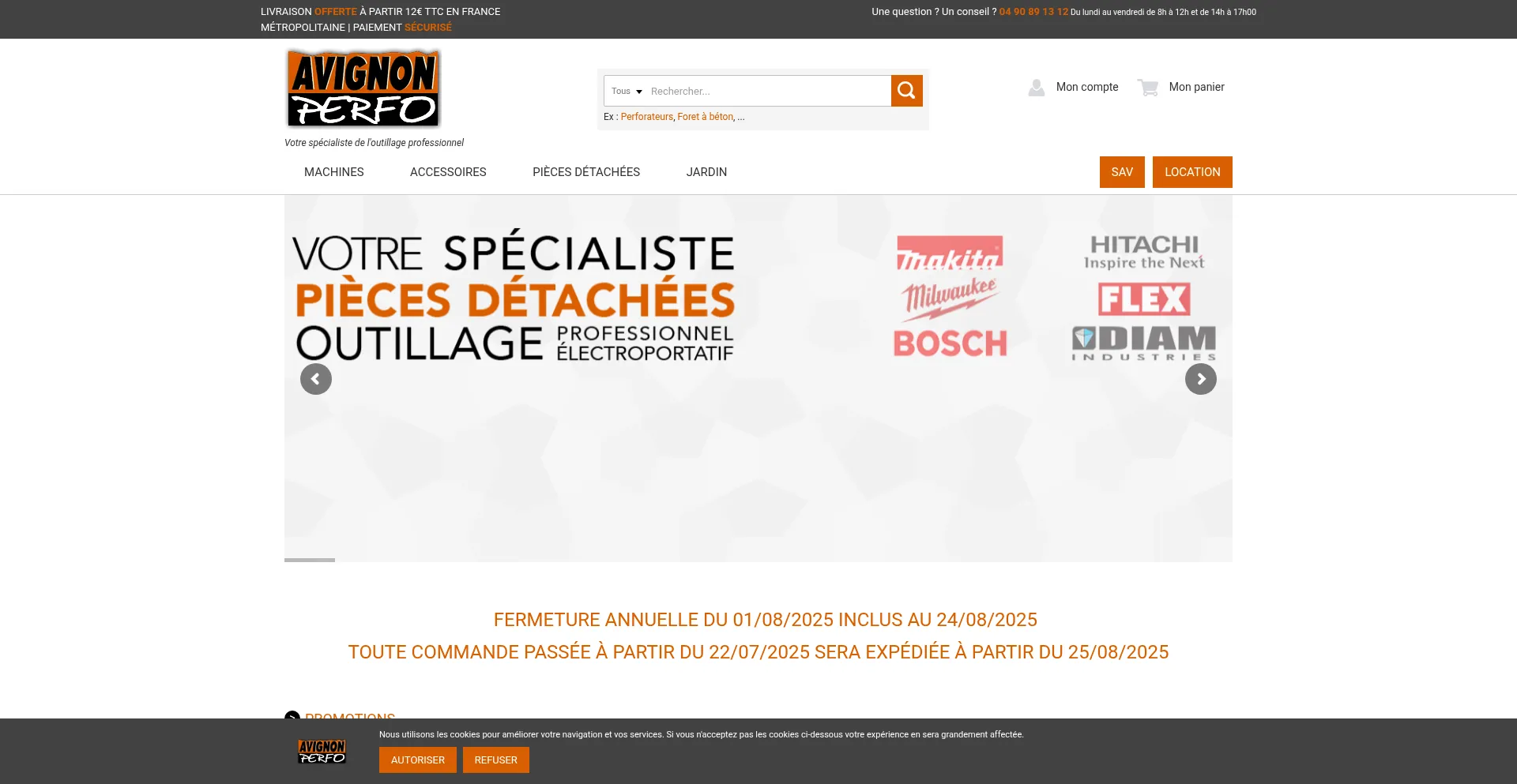 Website screenshot of Outillages-avignonperfo.com