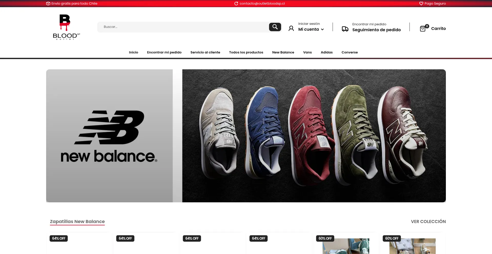 Website screenshot of Outletblood.cl
