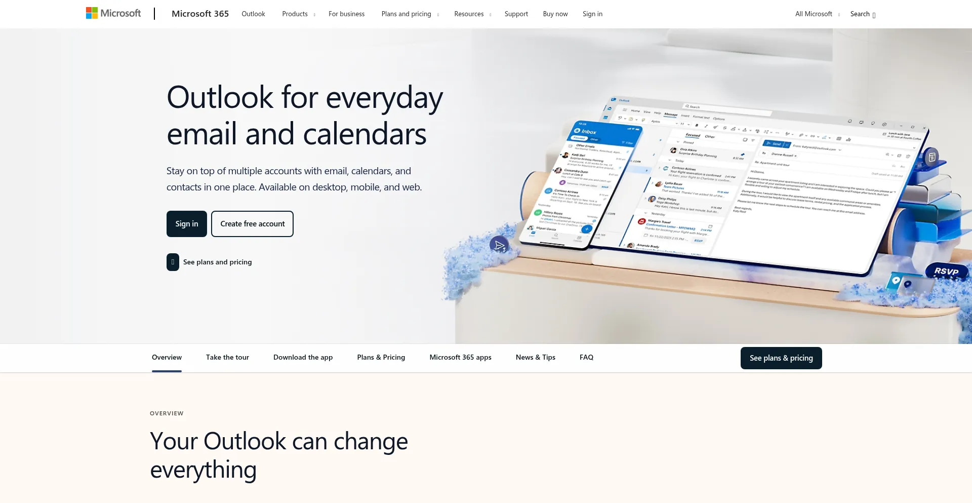Website screenshot of Outlook.jp