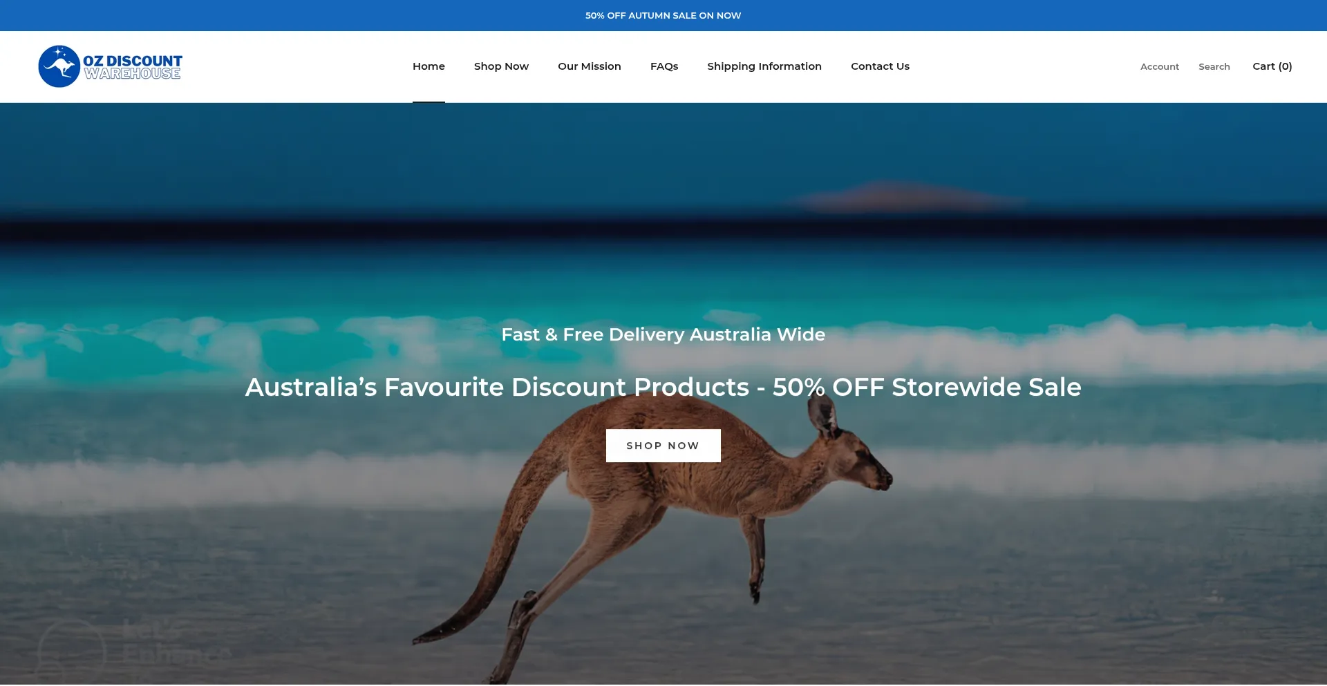 Website screenshot of Ozdiscountwarehouse.com.au