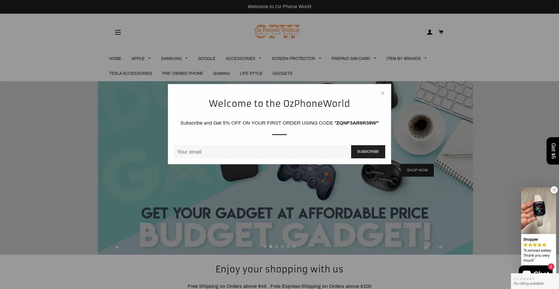 Website screenshot of Ozphoneworld.com.au