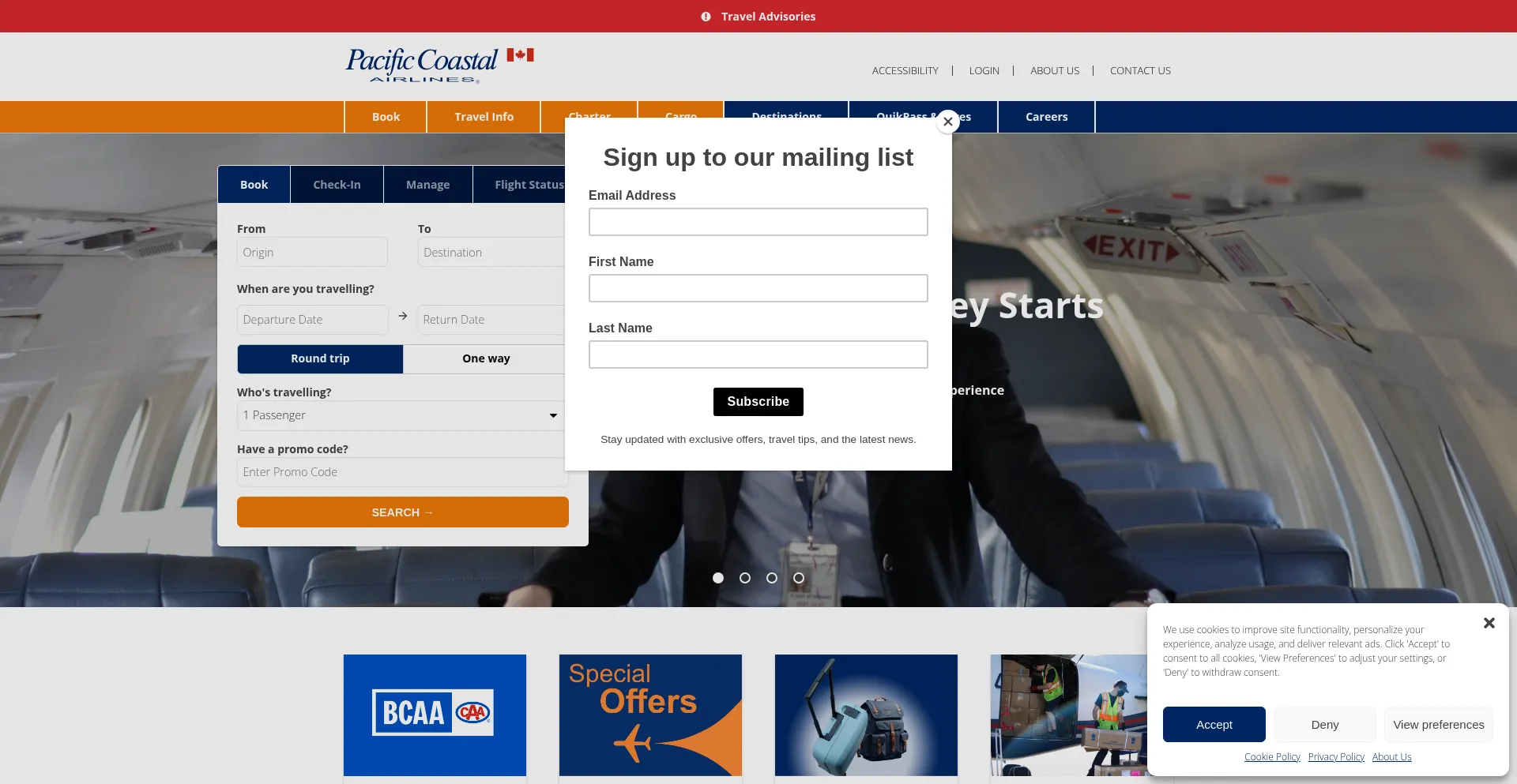 Website screenshot of Pacificcoastal.com