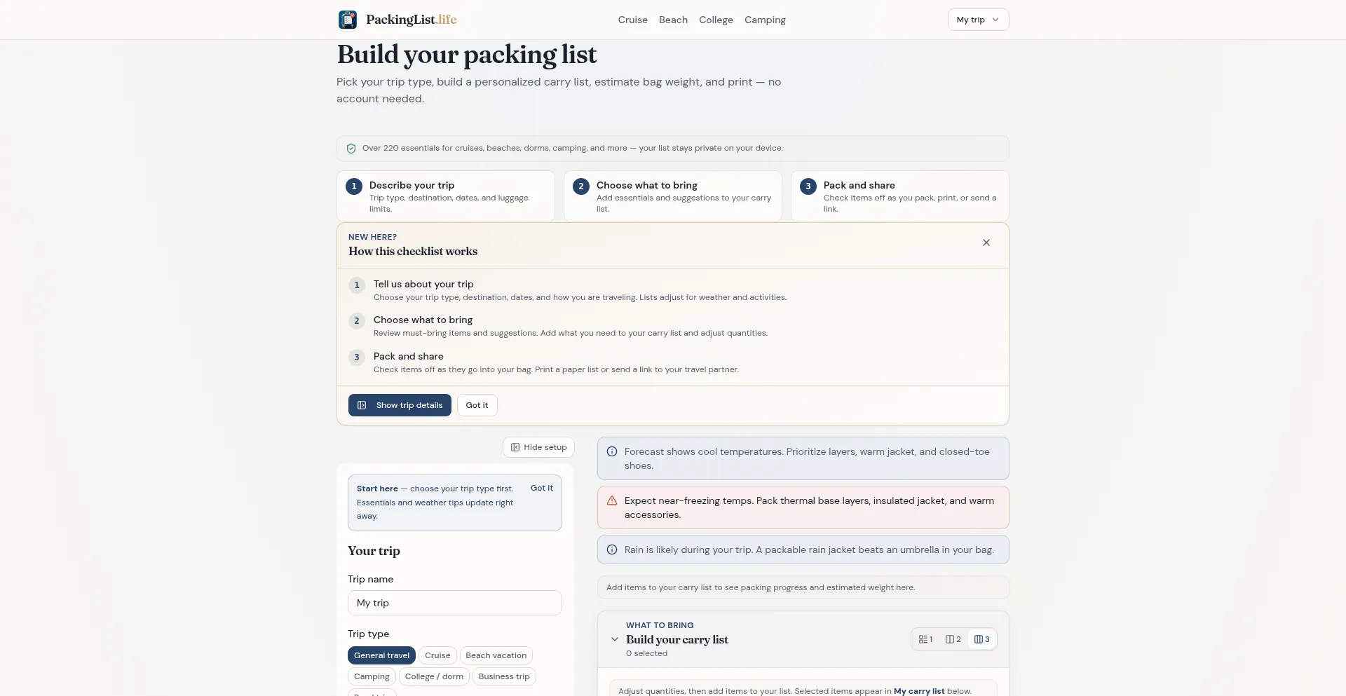 Packinglist.life