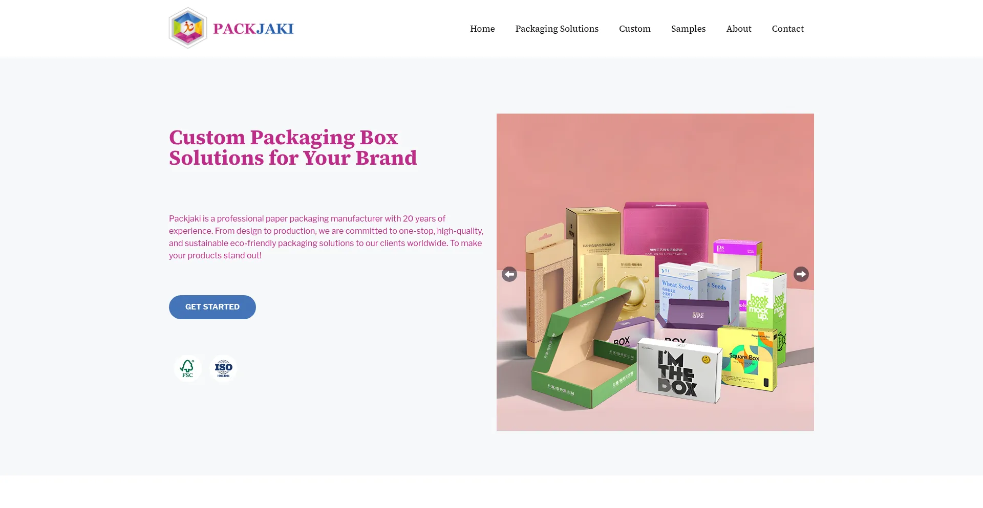 Website screenshot of Packjaki.com