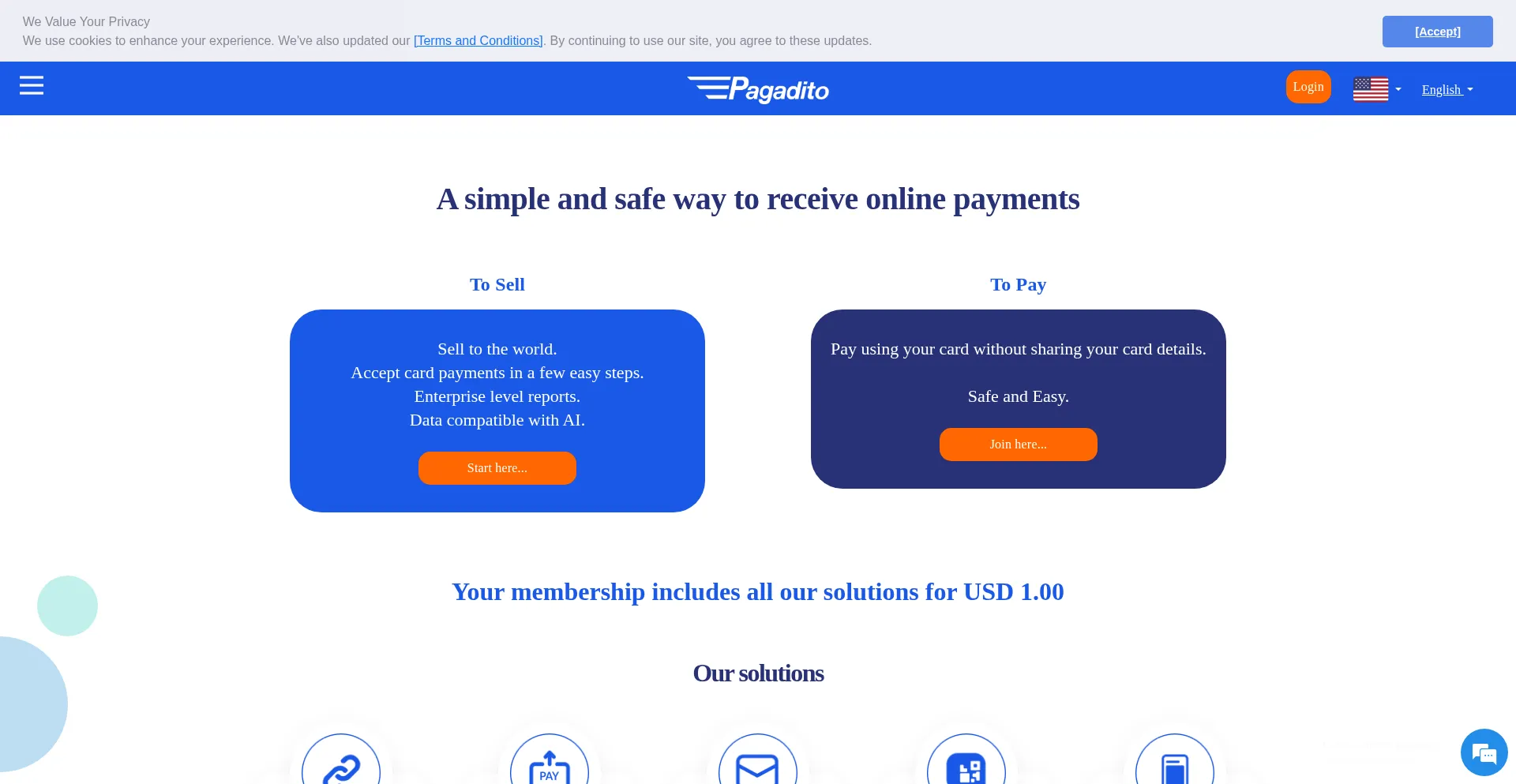 Website screenshot of Pagadito.com