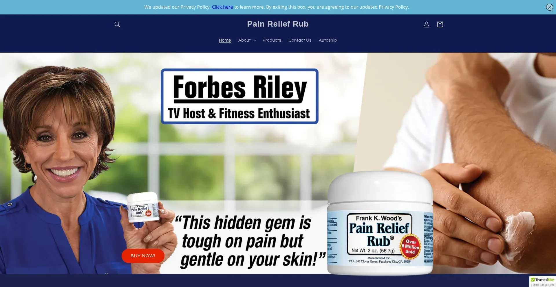 Website screenshot of Painreliefrub.com