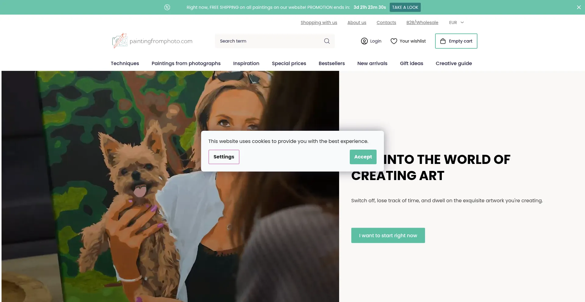 Website screenshot of Paintingfromphoto.com