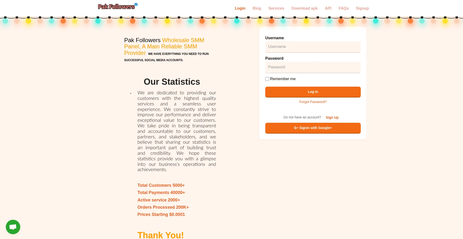Pakfollowers.com Screenshot