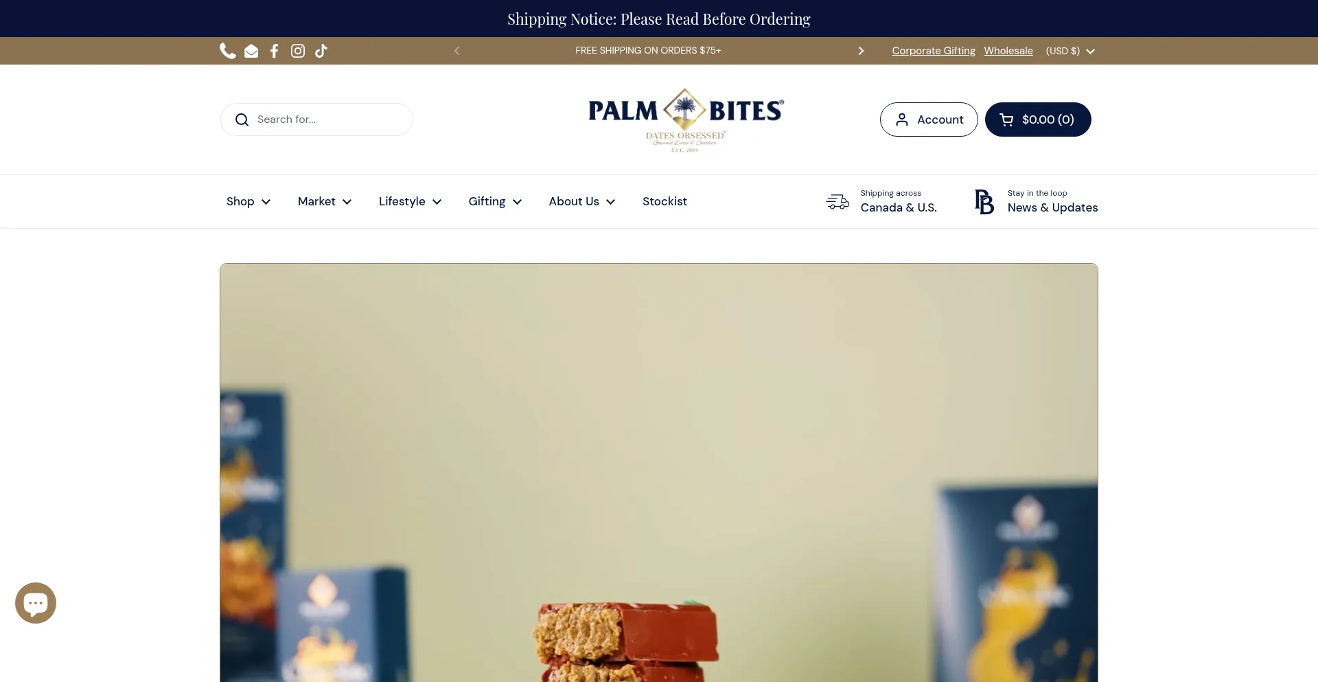 Website screenshot of Palmbitesusa.com