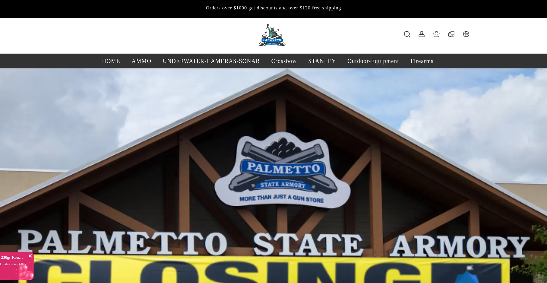 Website screenshot of Palmettosttateasrmorym.shop
