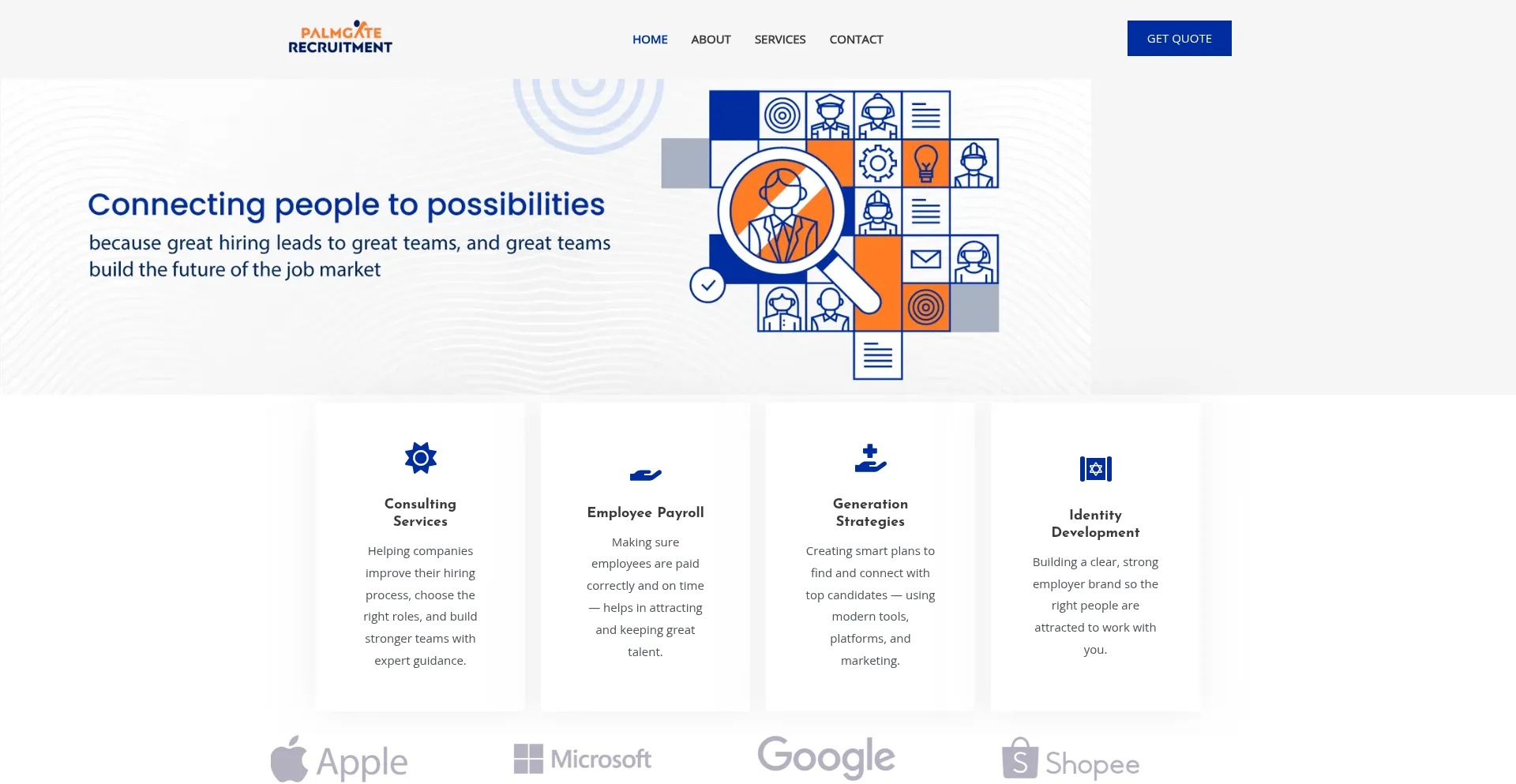 Website screenshot of Palmgaterecruitment.com