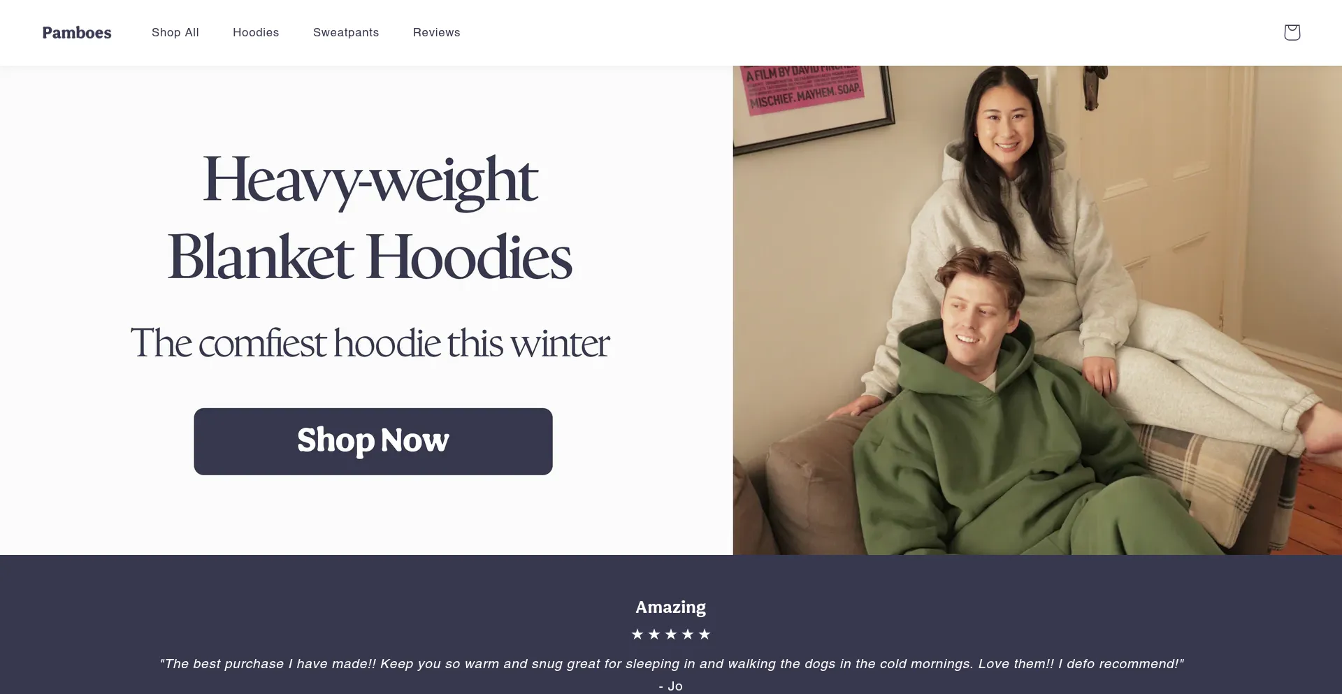 Website screenshot of Pamboes.com.au