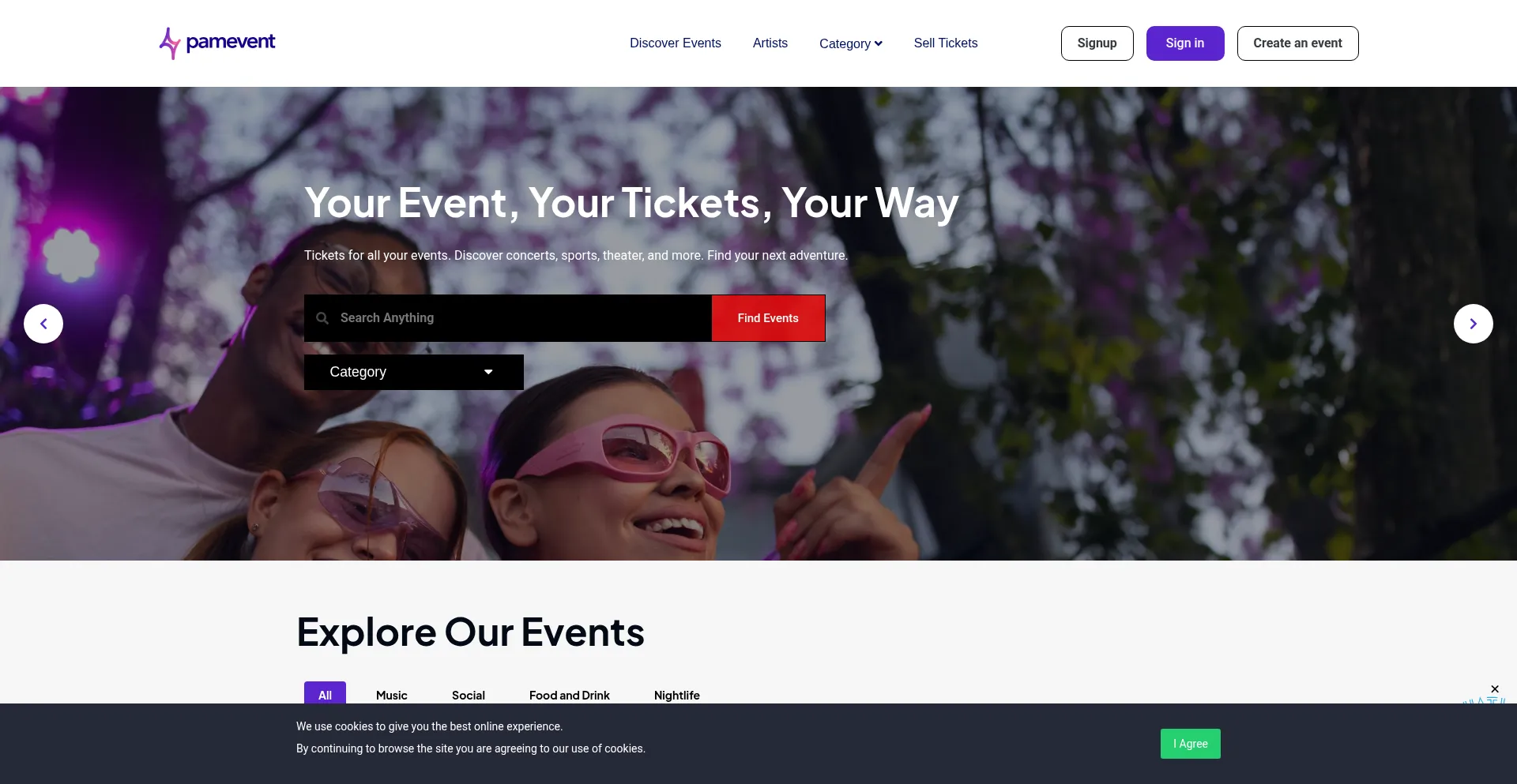 Pamevent.com Screenshot