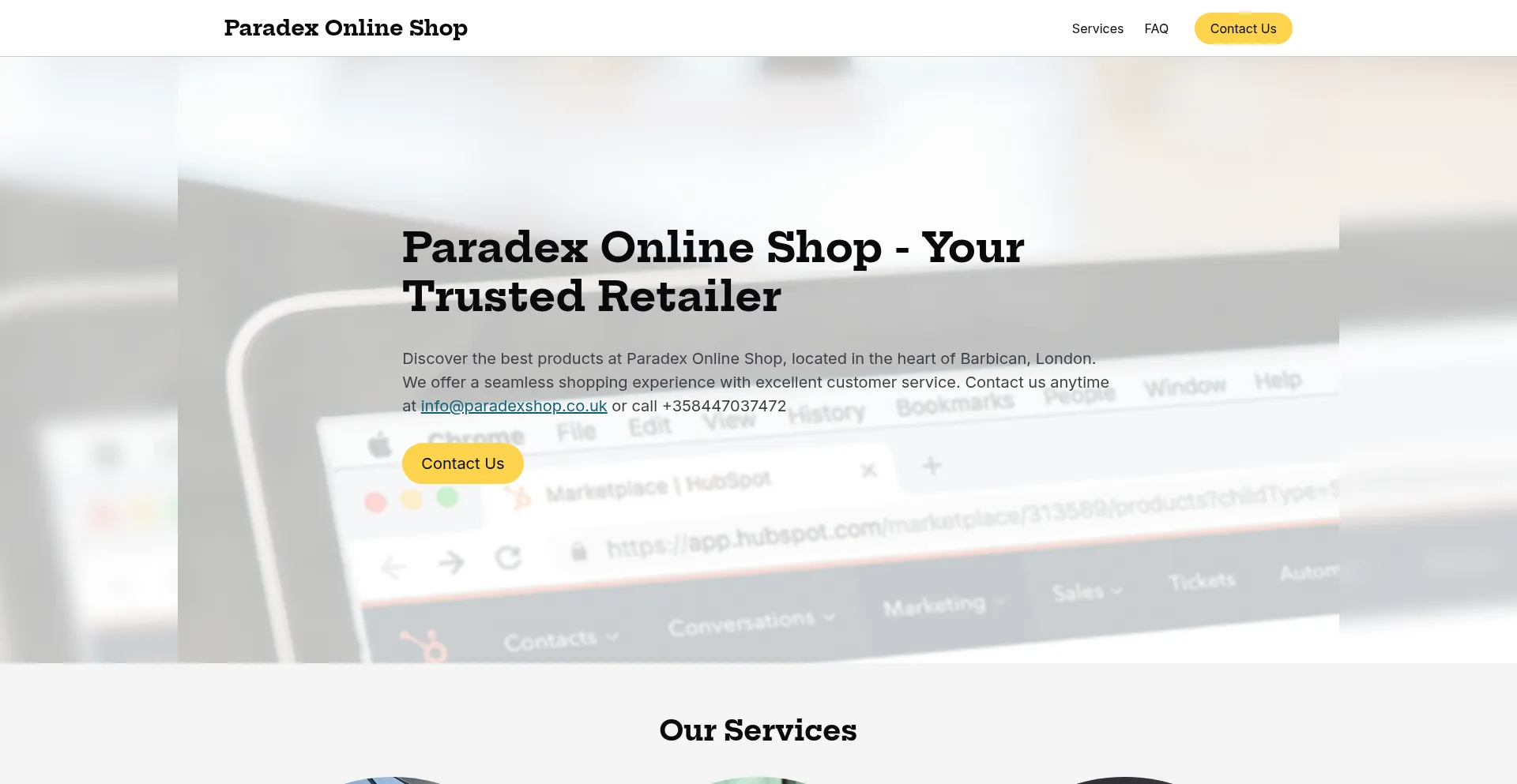 Website screenshot of Paradex-trade.net