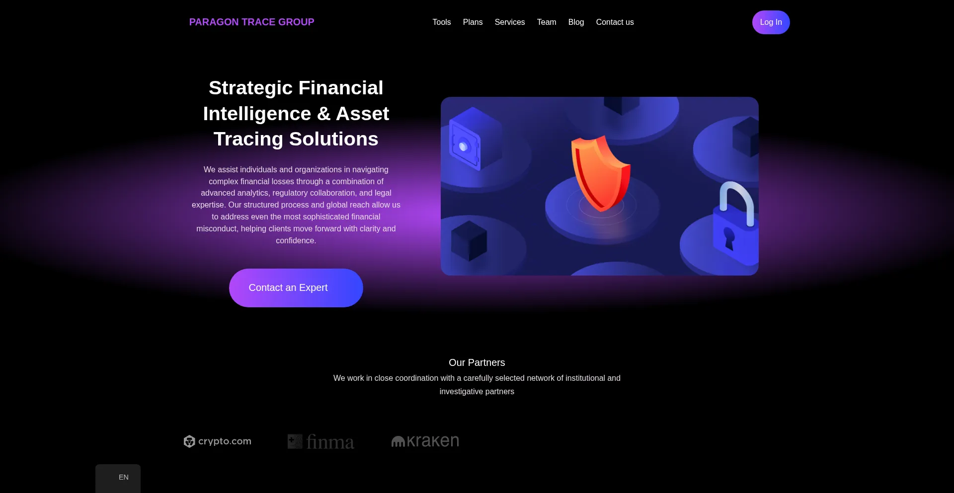 Website screenshot of Paragon-trace.com