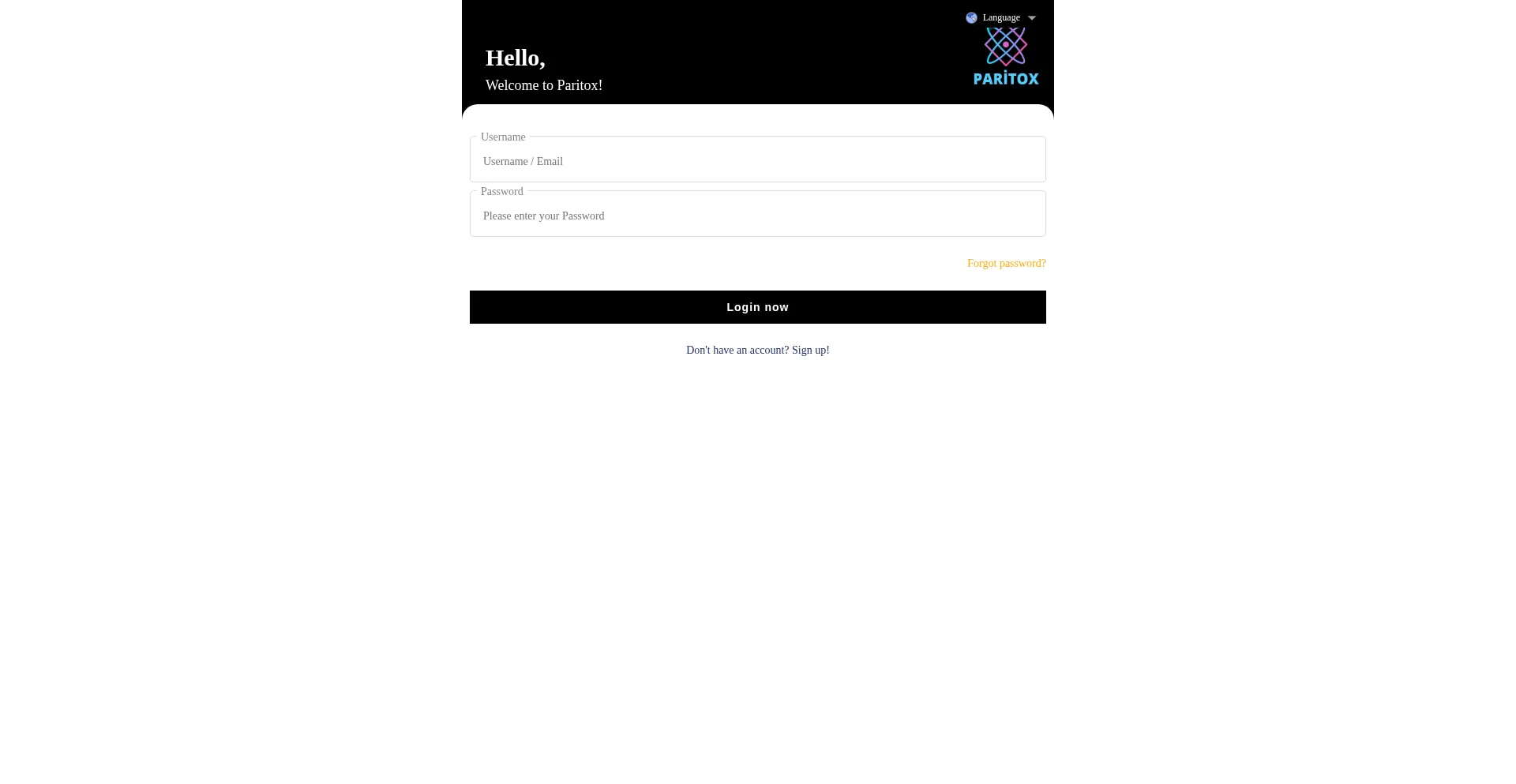 Website screenshot of Paritox.online